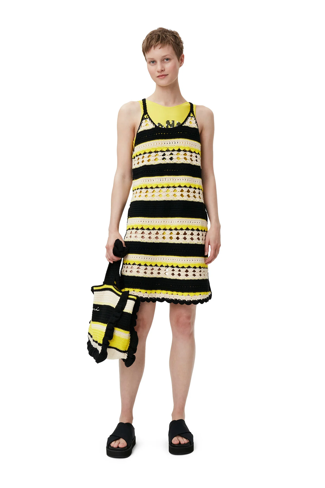 Crochet Slip Dress | Golden Kiwi - Image 3
