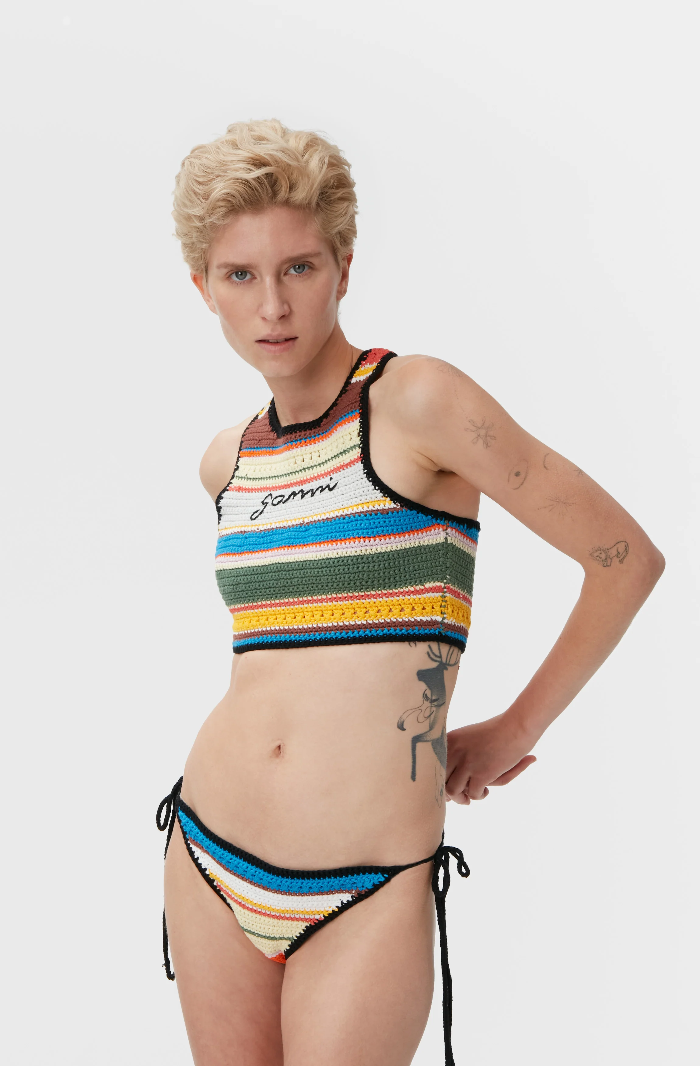 Crochet String Bikini Bottom | Beach Stripe Multi - Image 5