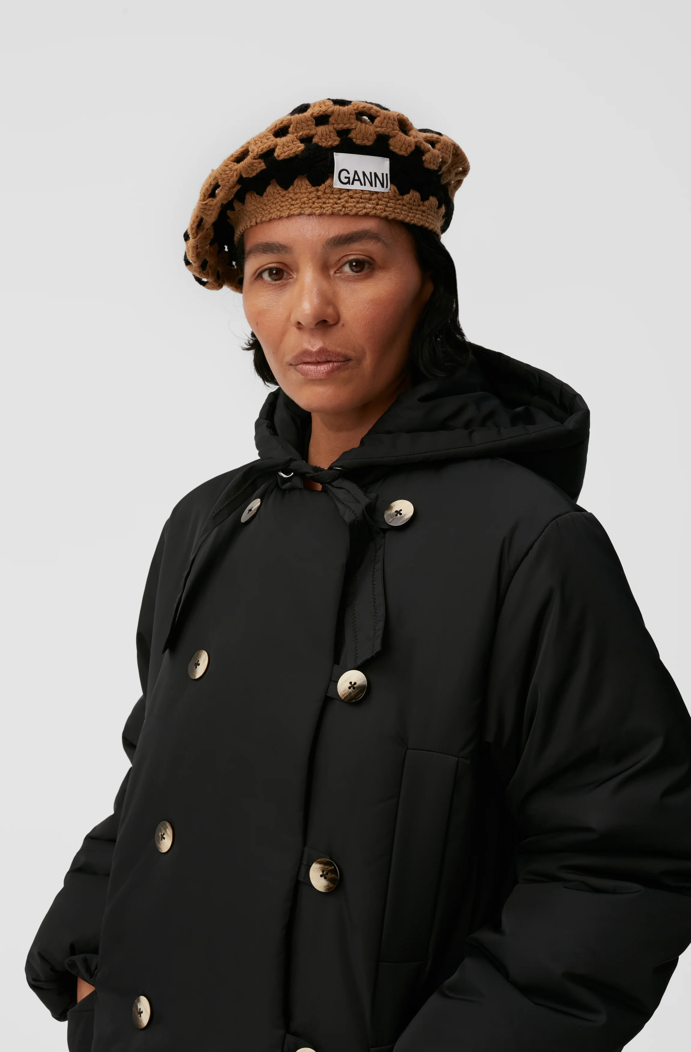 Crochet Wool Beret | Petrified Oak - Image 2