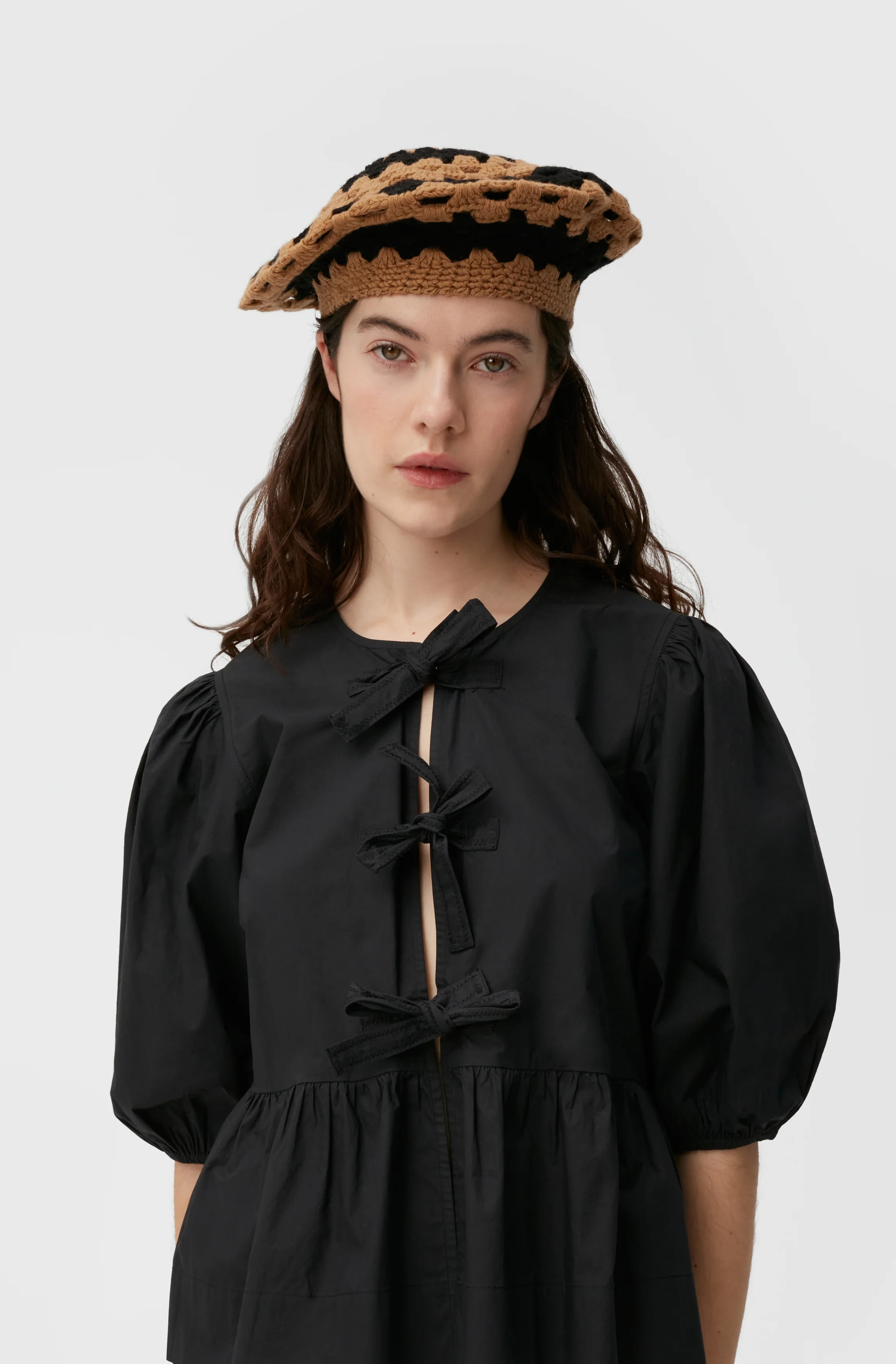 Crochet Wool Beret | Petrified Oak - Image 3