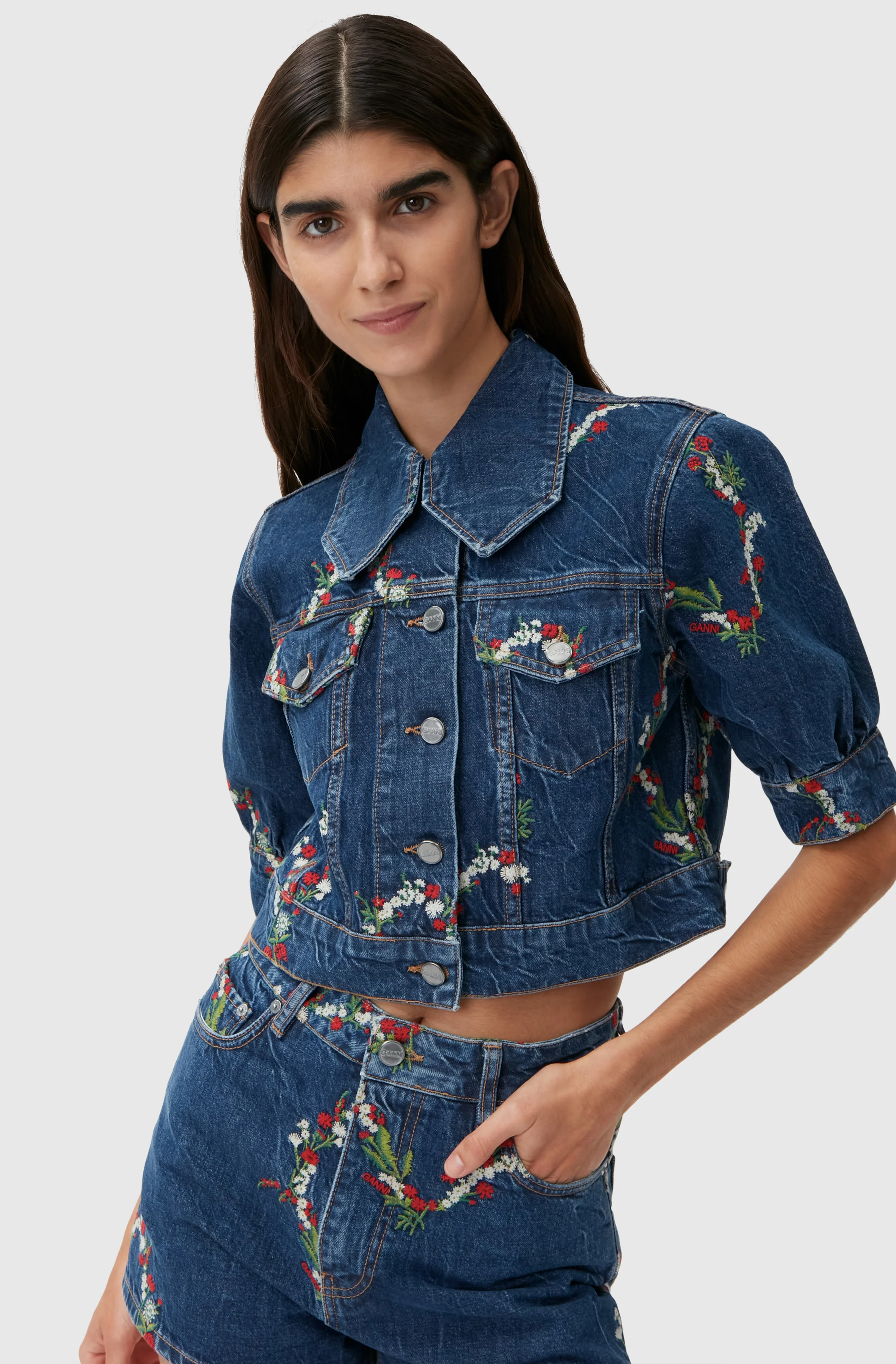 Cropped Denim Jacket | Dark Indigo - Image 3