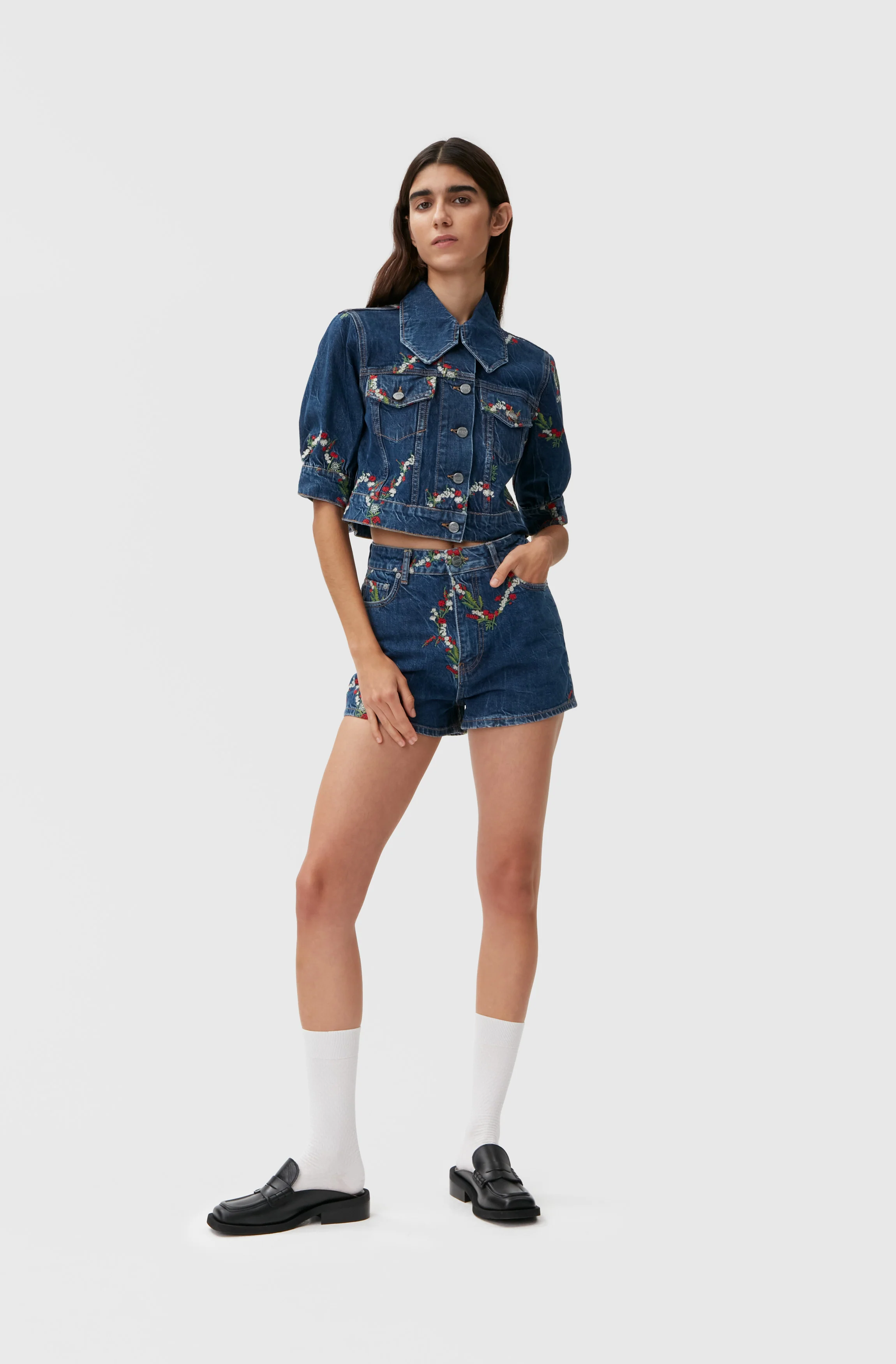 Cropped Denim Jacket | Dark Indigo - Image 4