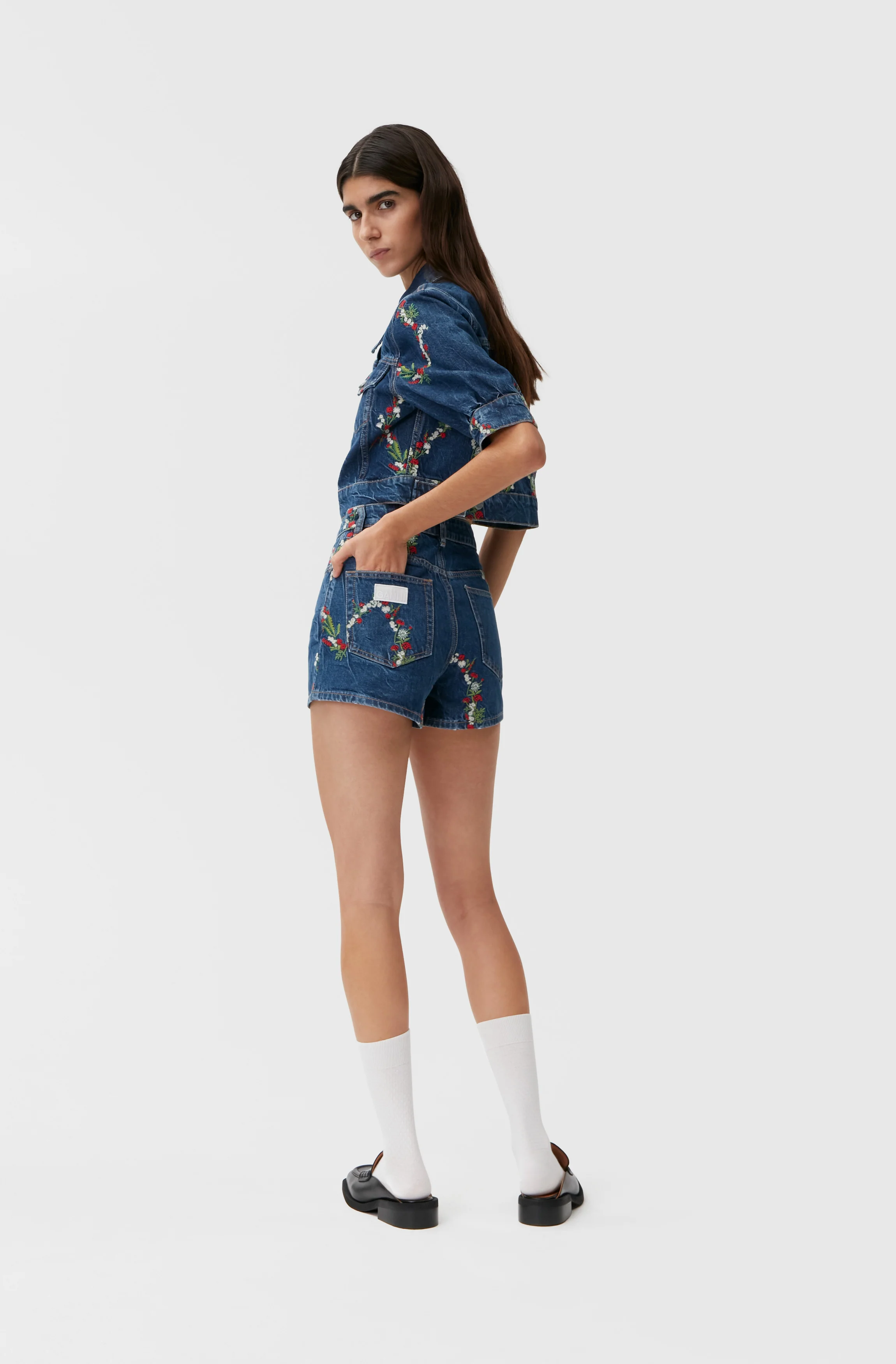 Cropped Denim Jacket | Dark Indigo - Image 5