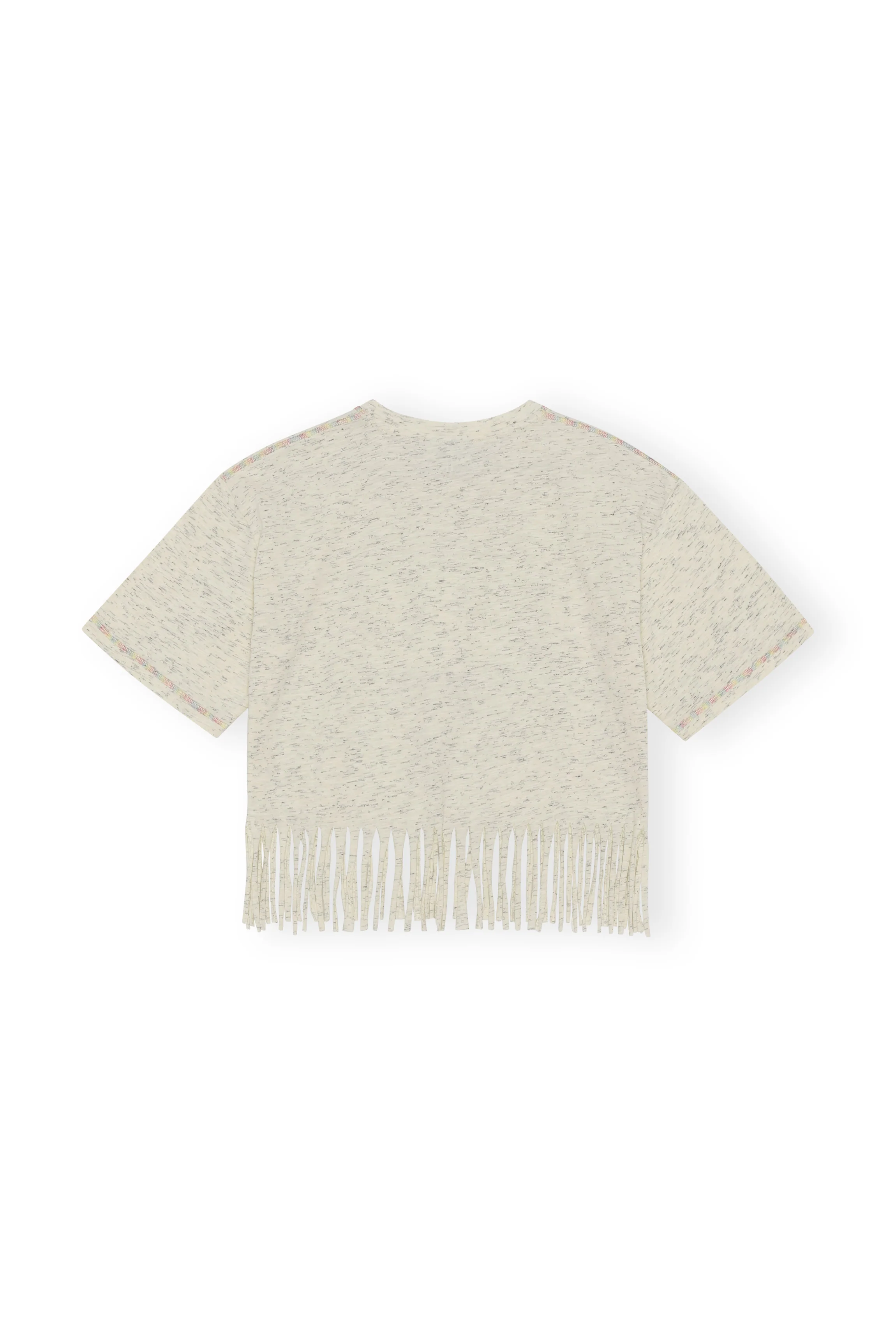 Cropped Fringe Graphic Tee | Egret - Image 2