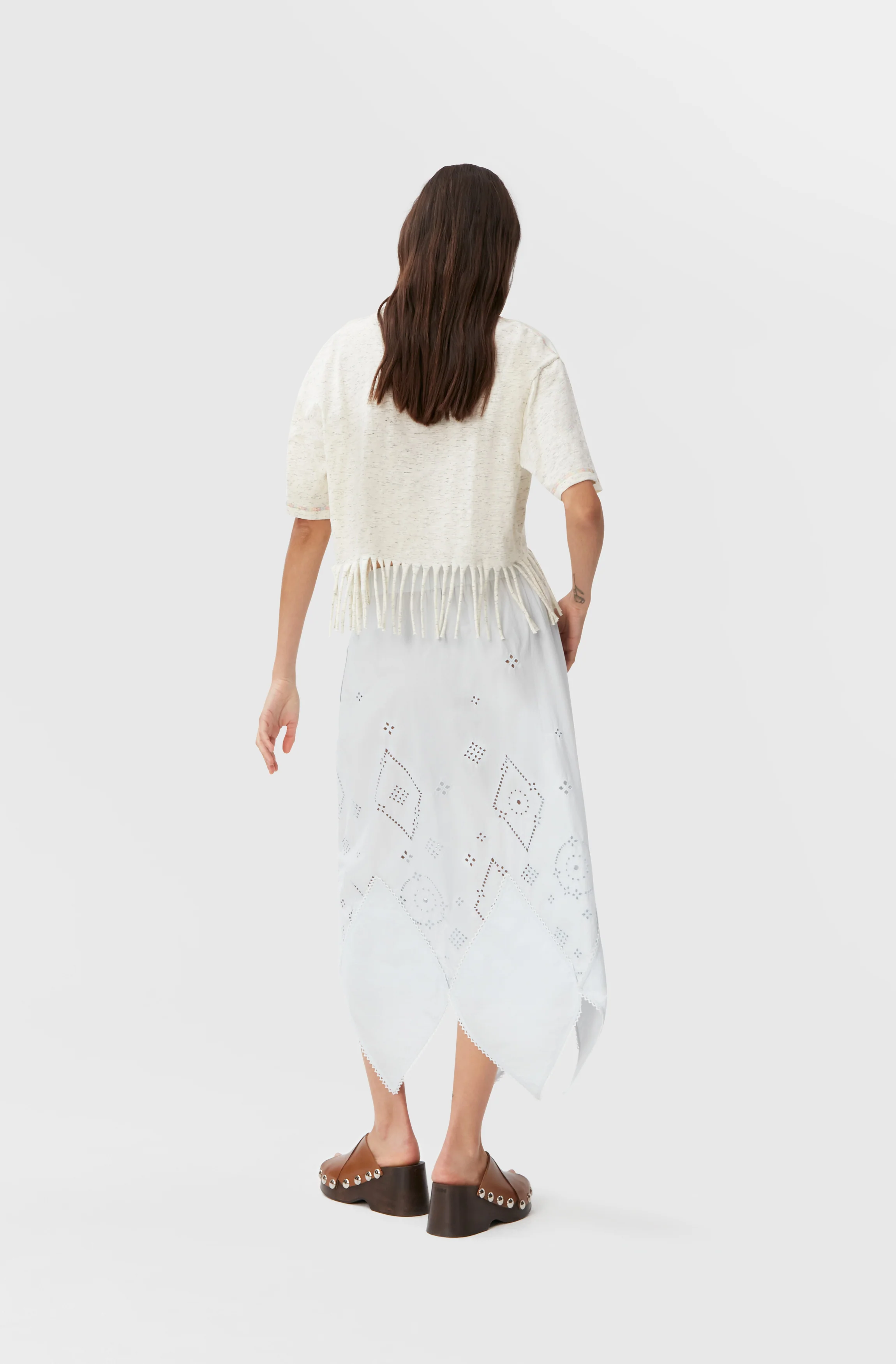 Cropped Fringe Graphic Tee | Egret - Image 5
