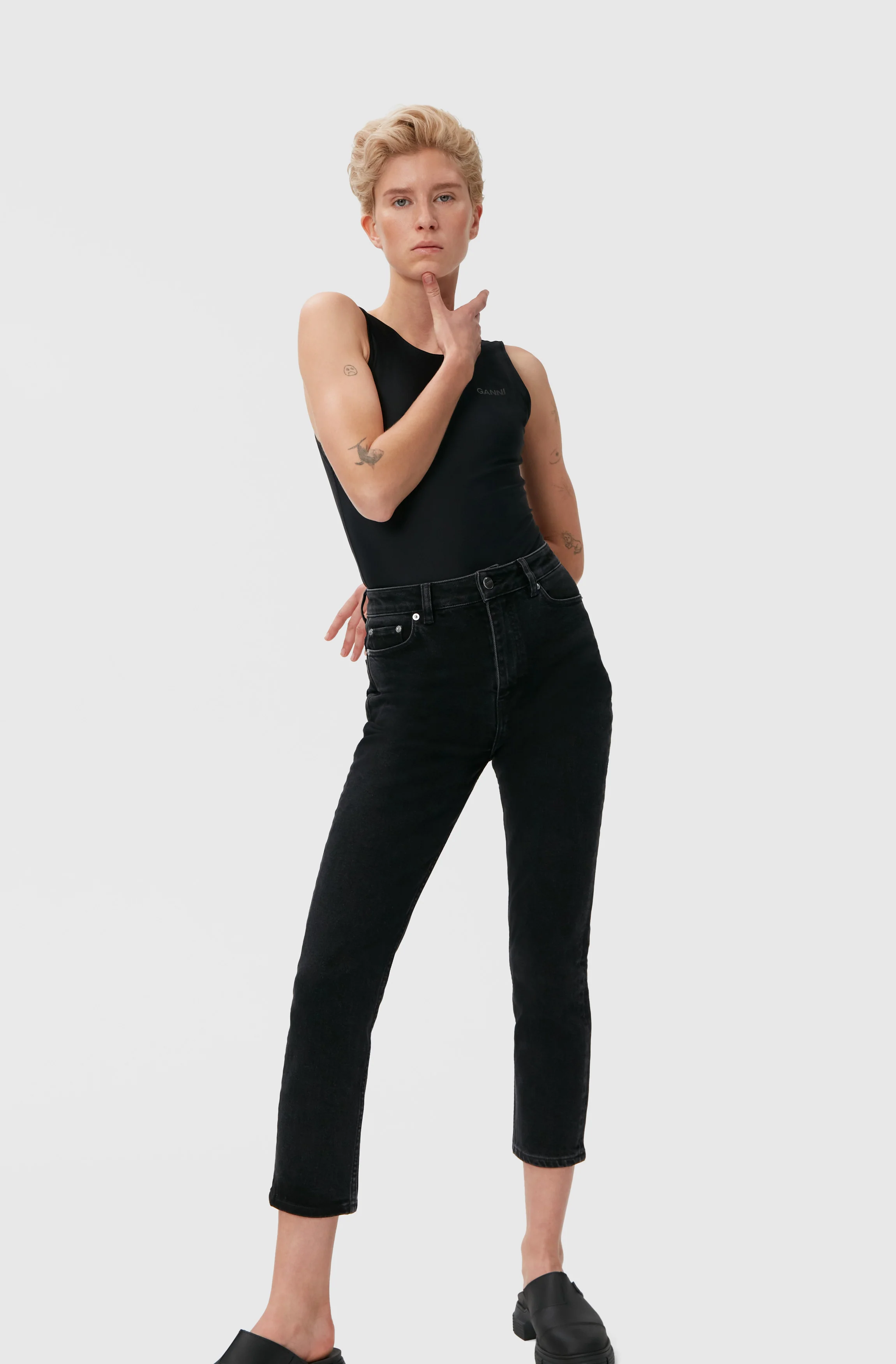 Cropped Jeans | Washed Black/Black - Image 7