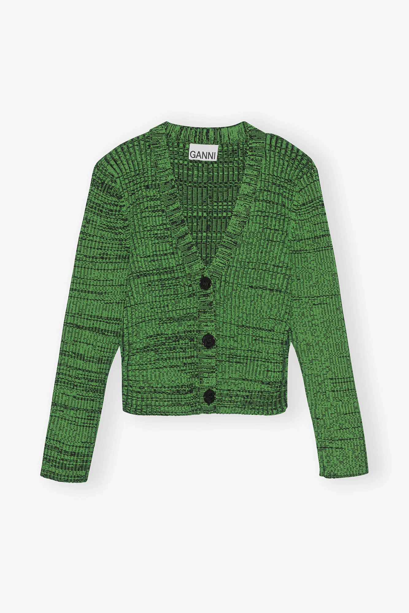 Cropped Melange Knit Cardigan | Kelly Green - Image 2