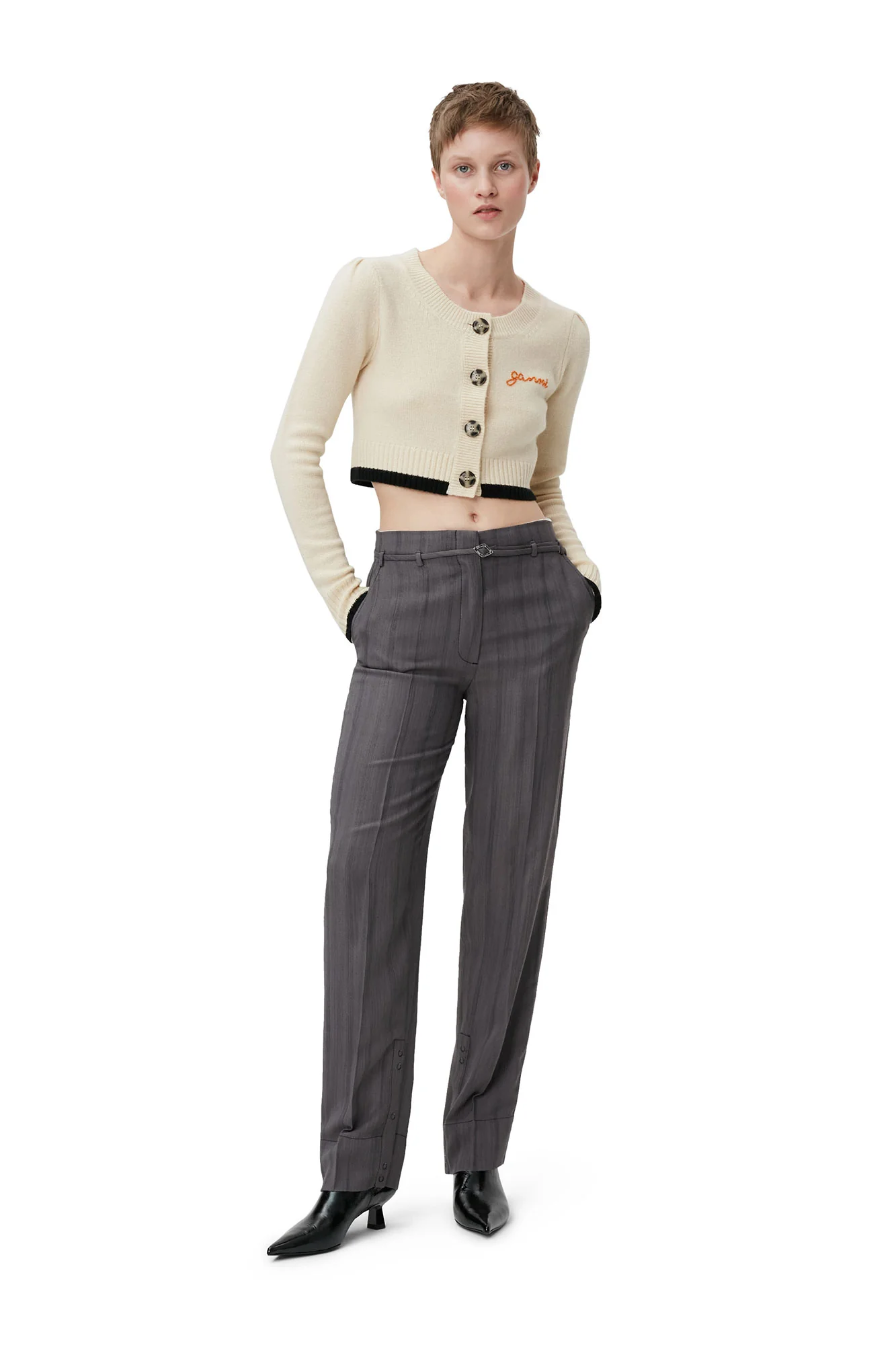 Cropped O-neck Cardigan | Alabaster Gleam - Image 3