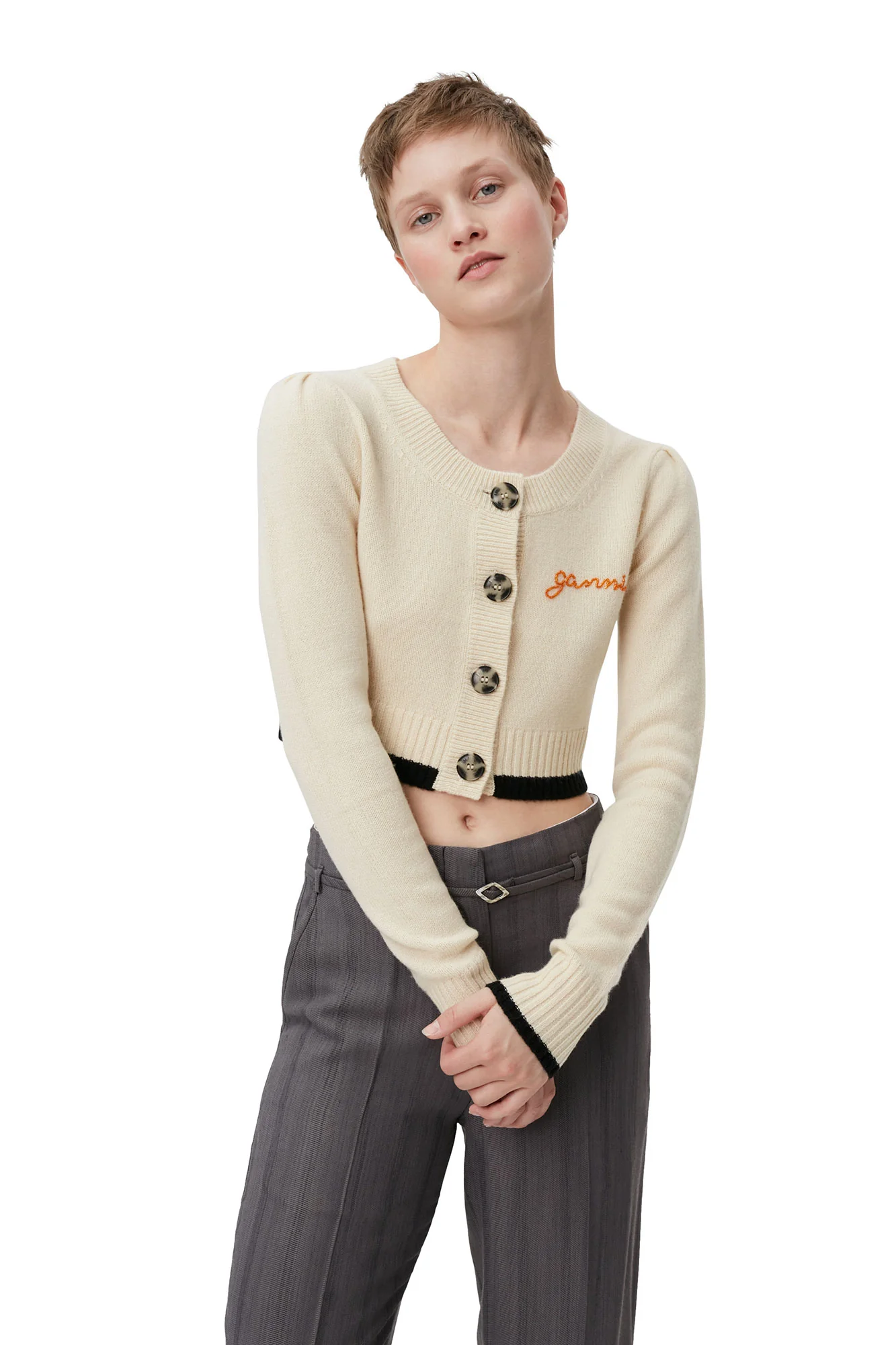 Cropped O-neck Cardigan | Alabaster Gleam - Image 5