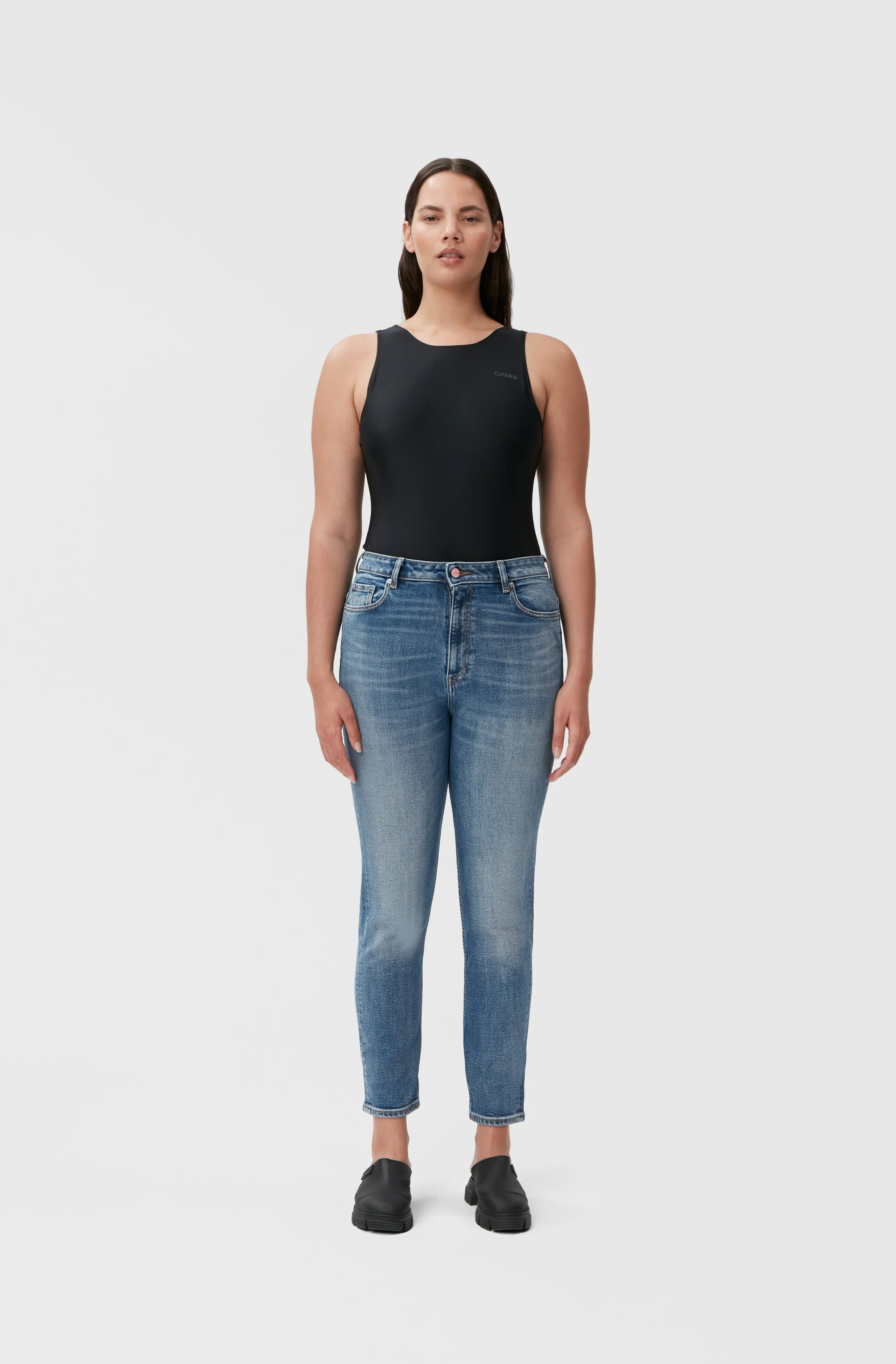 Cropped Slim-Leg Jeans | Mid Blue Vintage - Image 2