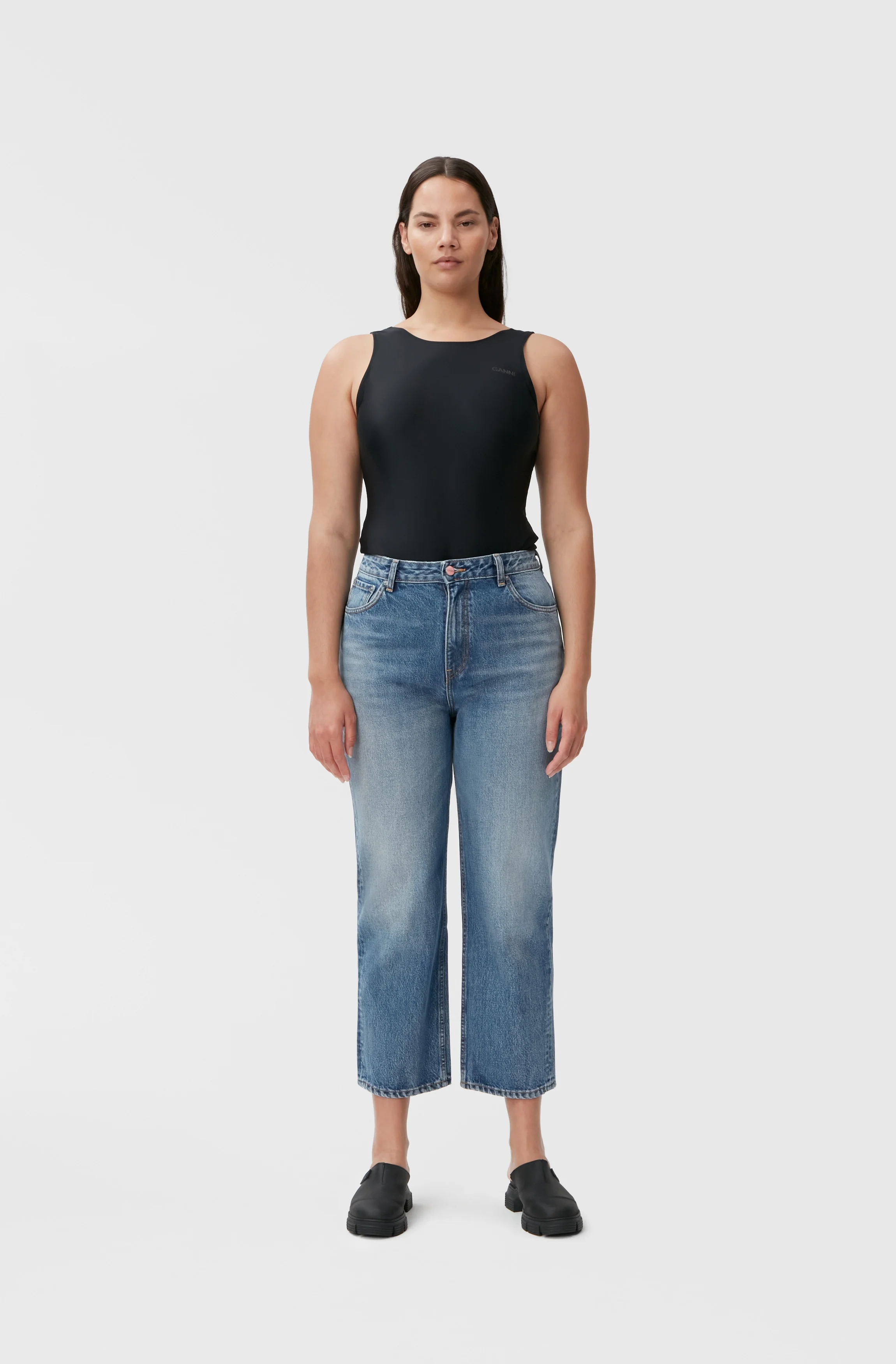 Cropped Straight-Leg Jeans | Mid Blue Vintage - Image 2