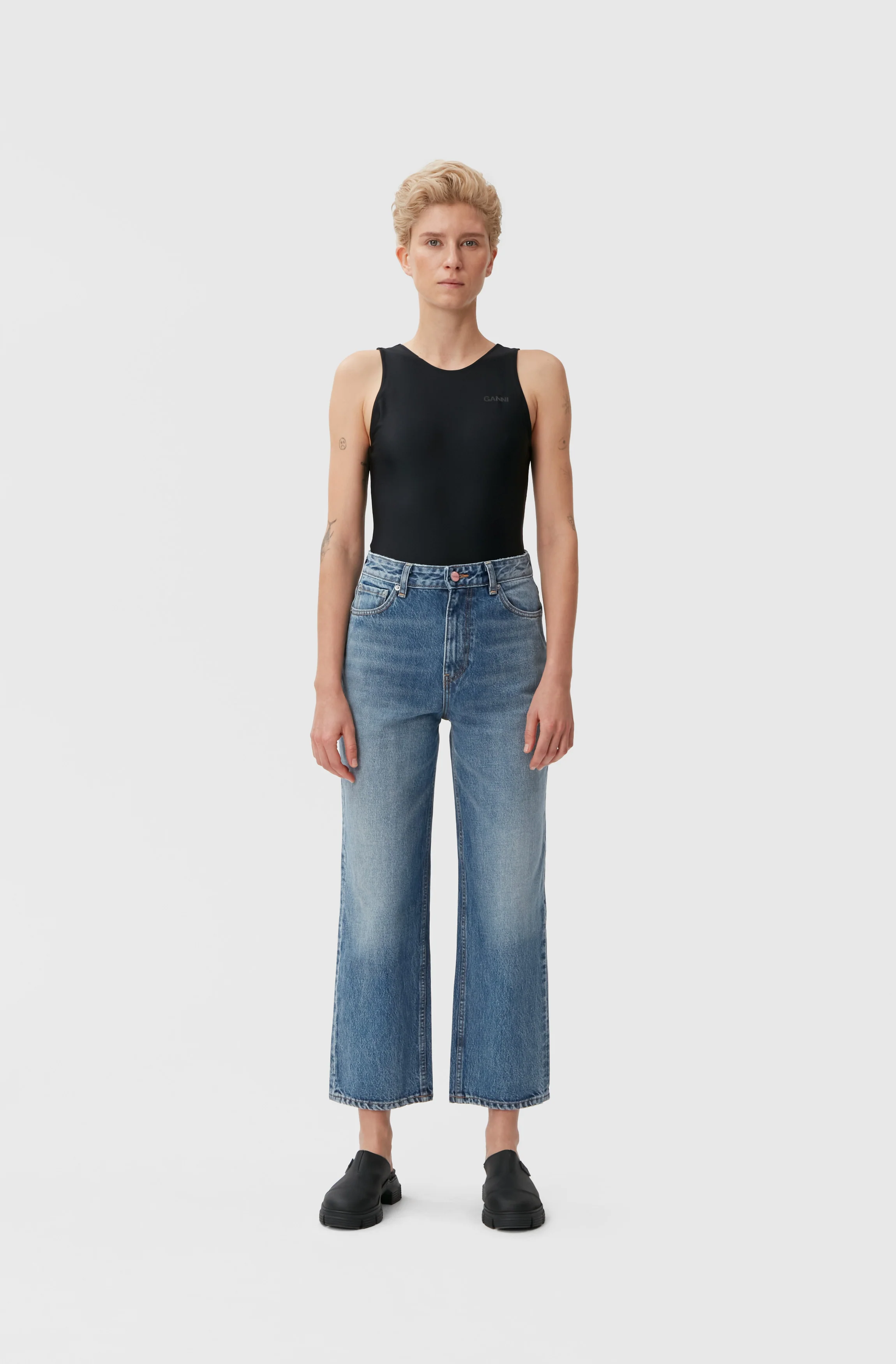 Cropped Straight-Leg Jeans | Mid Blue Vintage - Image 8