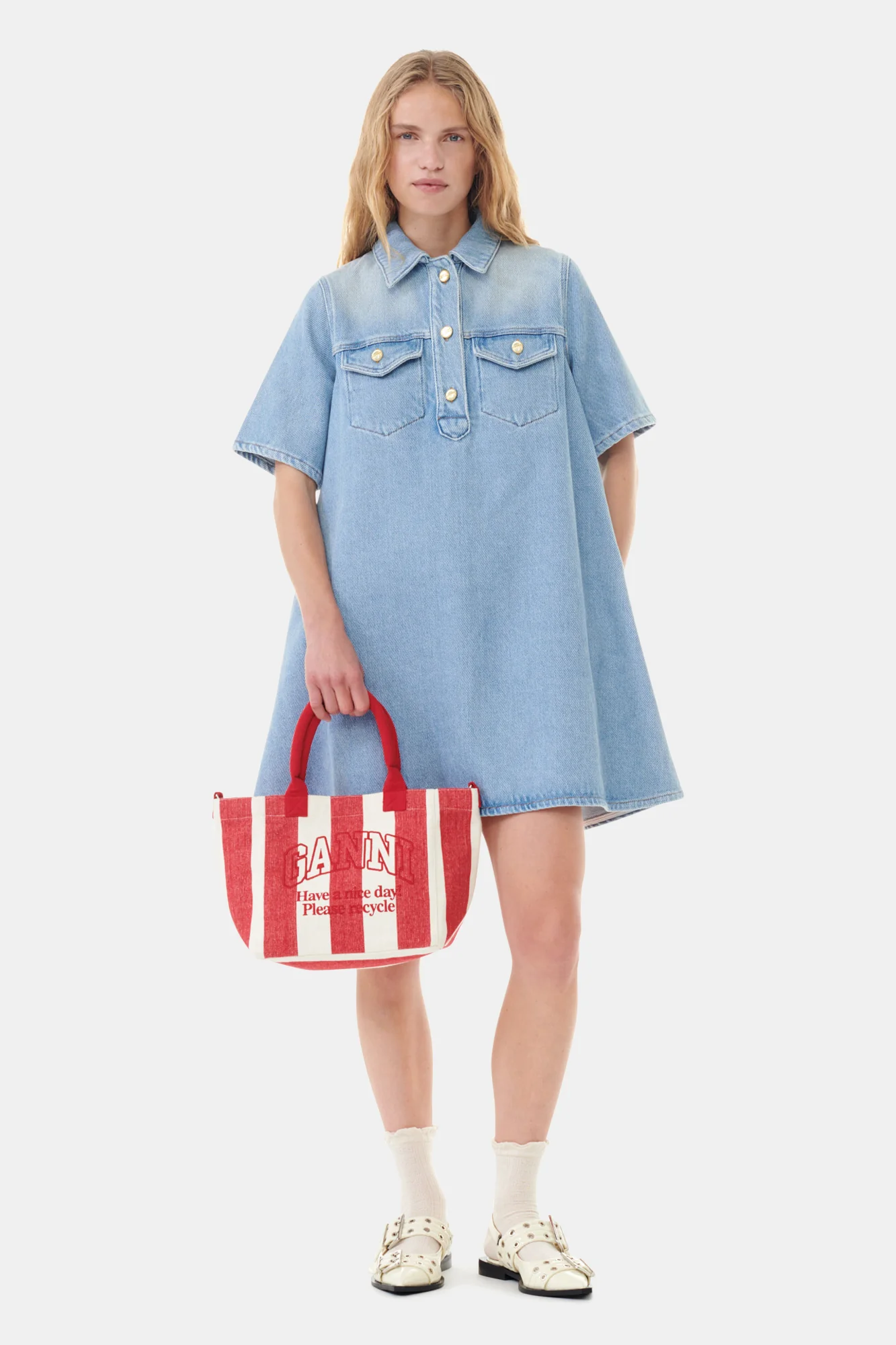 Denim Collared Mini Dress | Tint Wash - Image 3