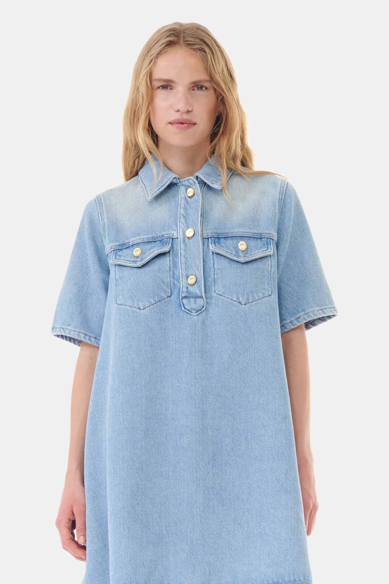 Denim Collared Mini Dress | Tint Wash - Image 4