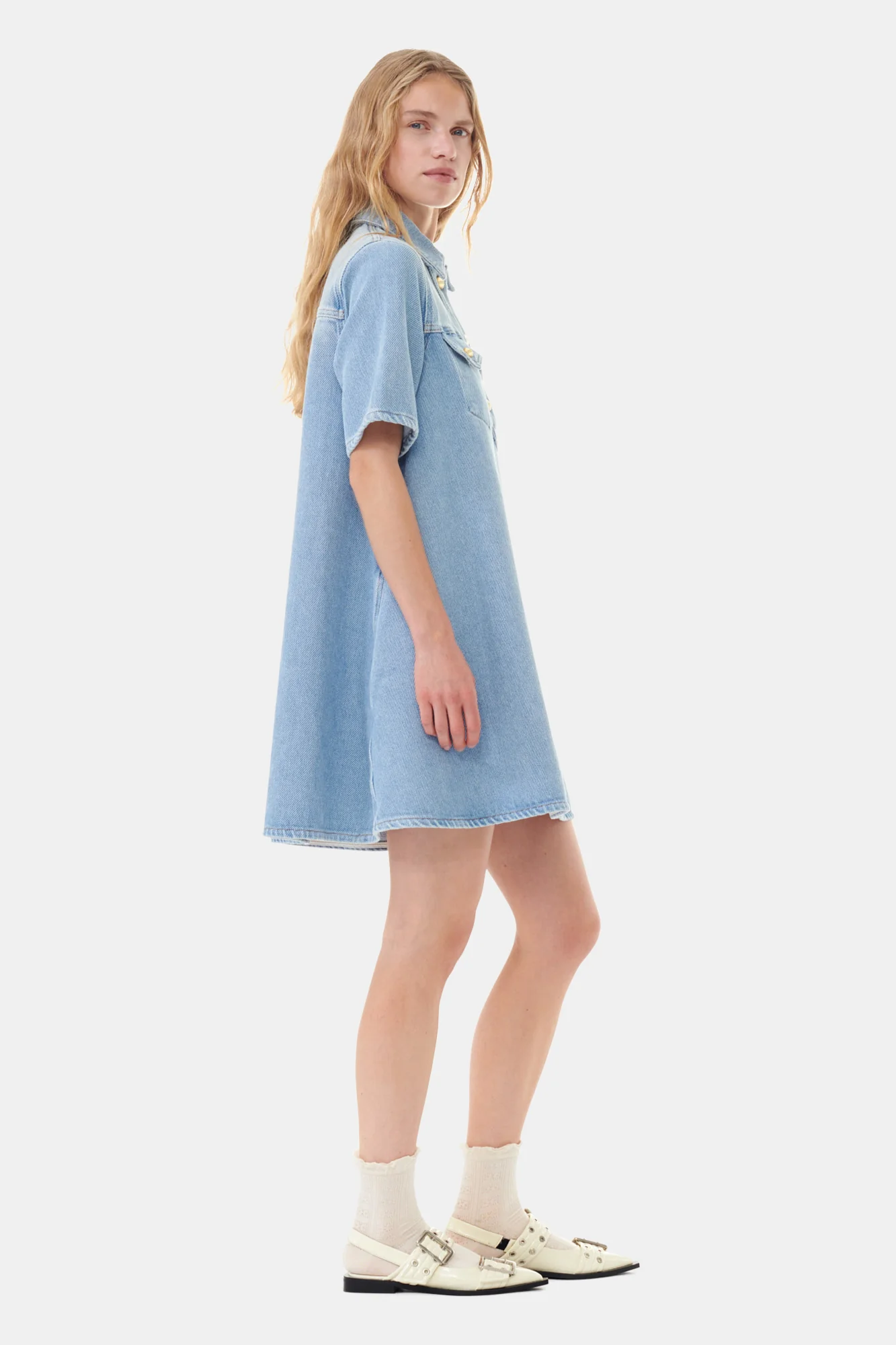 Denim Collared Mini Dress | Tint Wash - Image 5
