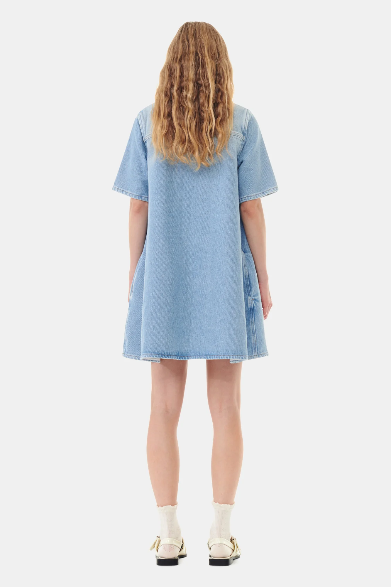 Denim Collared Mini Dress | Tint Wash - Image 6