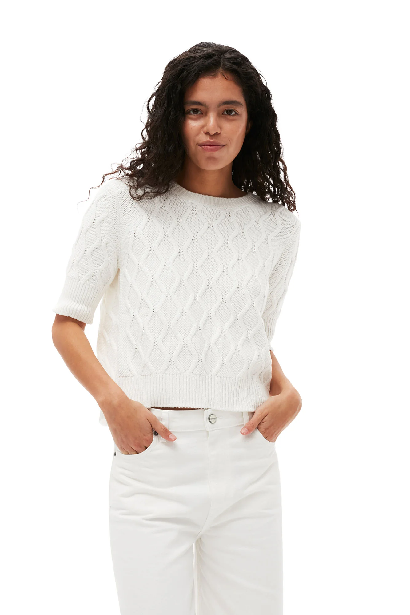 Denim Cropped Jeans | Bright White - Image 5