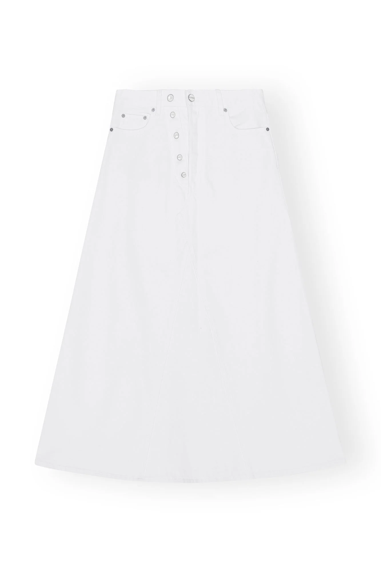 Denim Double Fly Maxi Skirt | Bright White