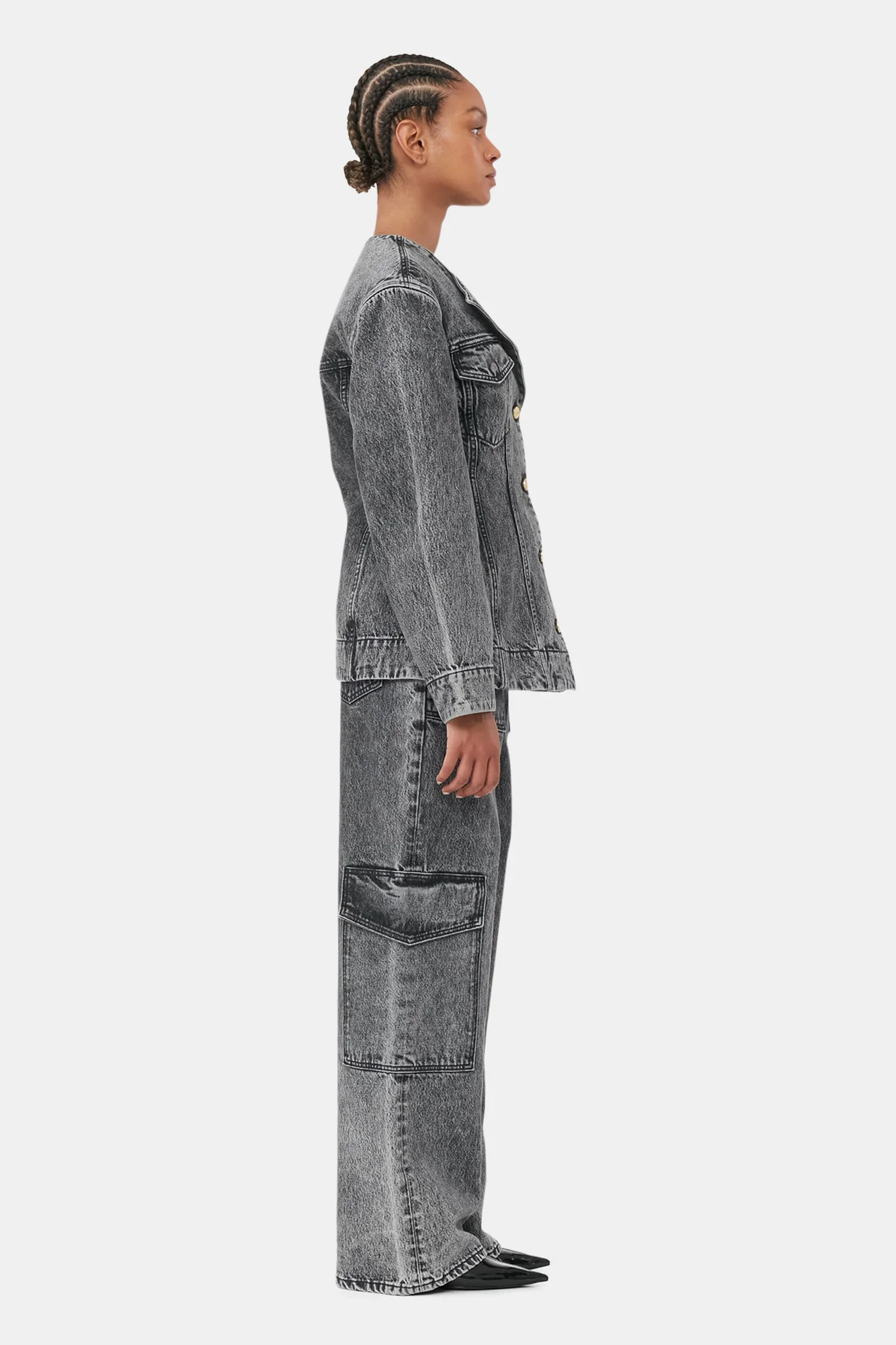 Denim Fitted Blazer | Black Washed - Image 4