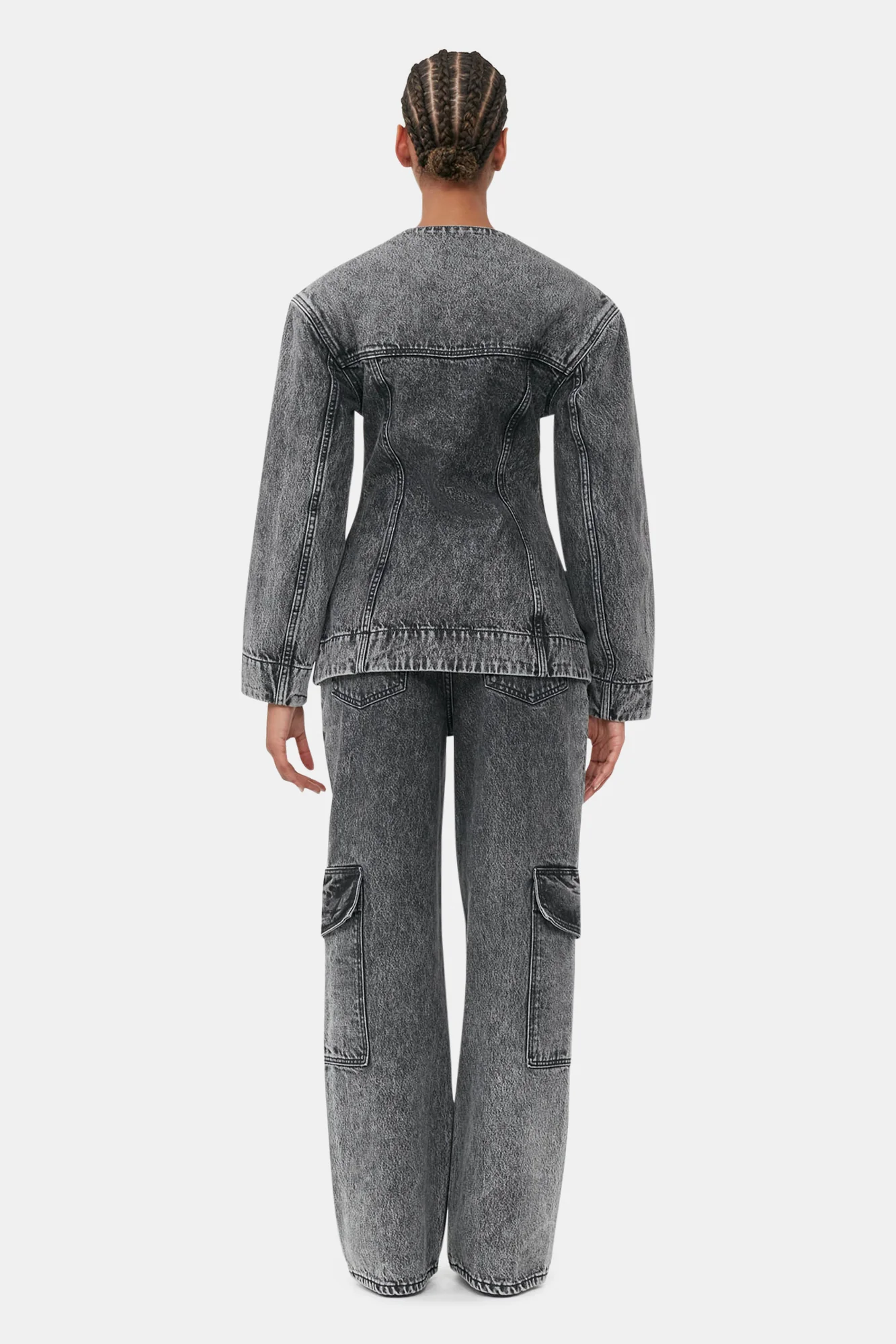 Denim Fitted Blazer | Black Washed - Image 5