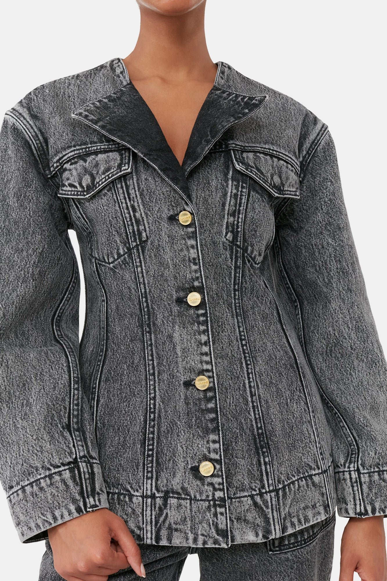 Denim Fitted Blazer | Black Washed - Image 6