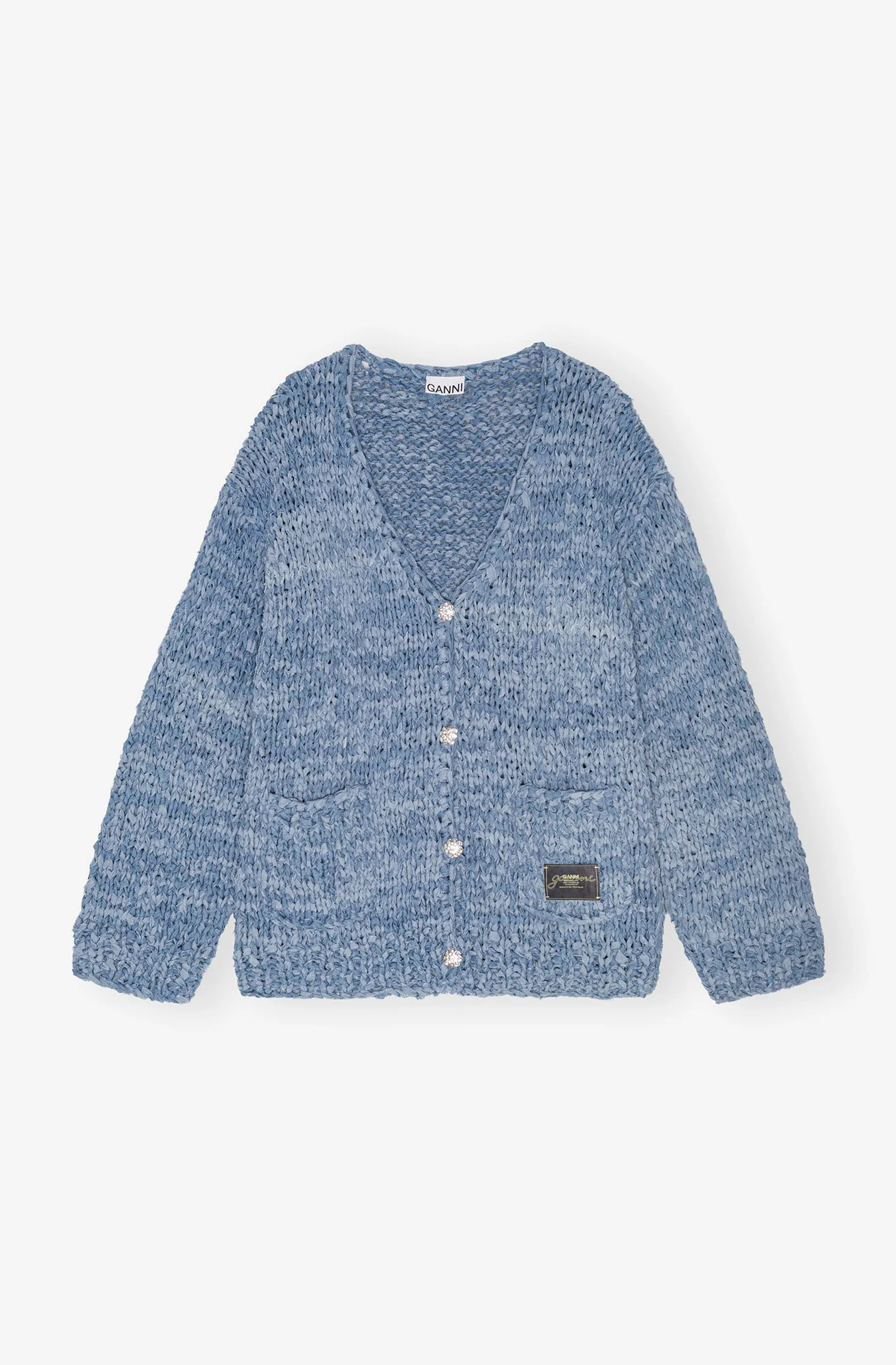 Denim Handknit Cardigan | Light Indigo