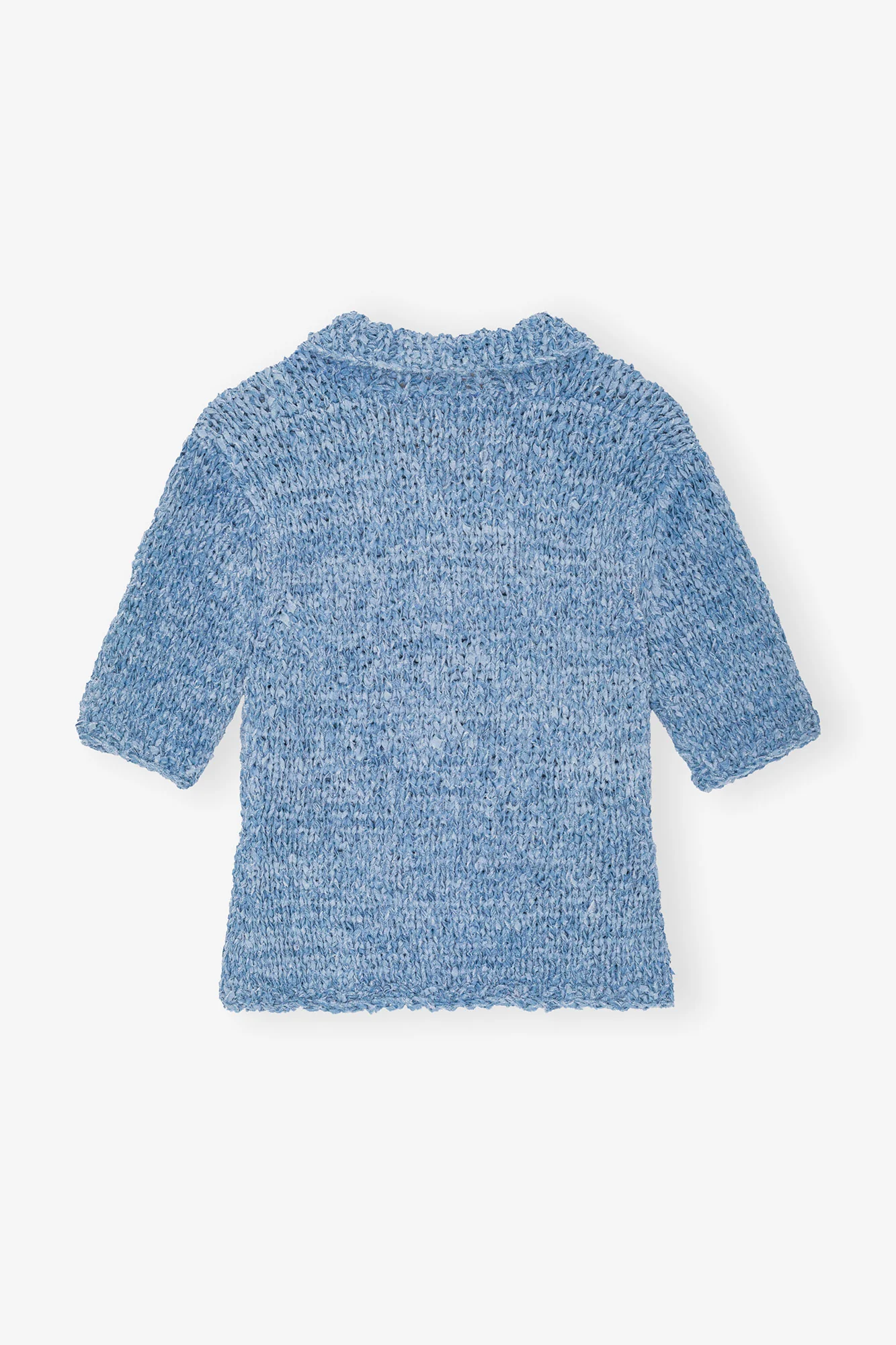 Denim Handknit Polo | Light Indigo - Image 2