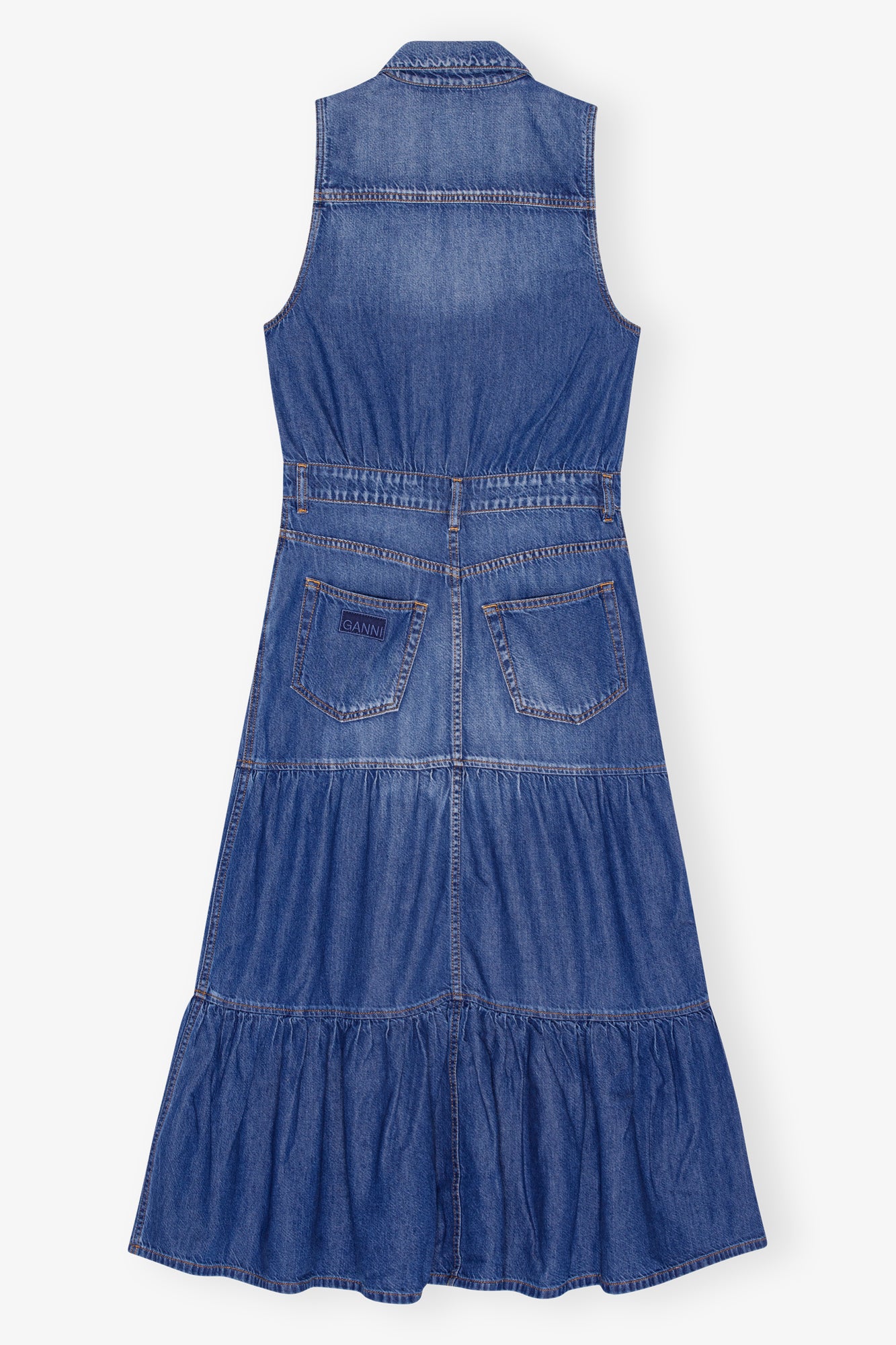 Denim Long Dress | Mid Blue Vintage - Image 2
