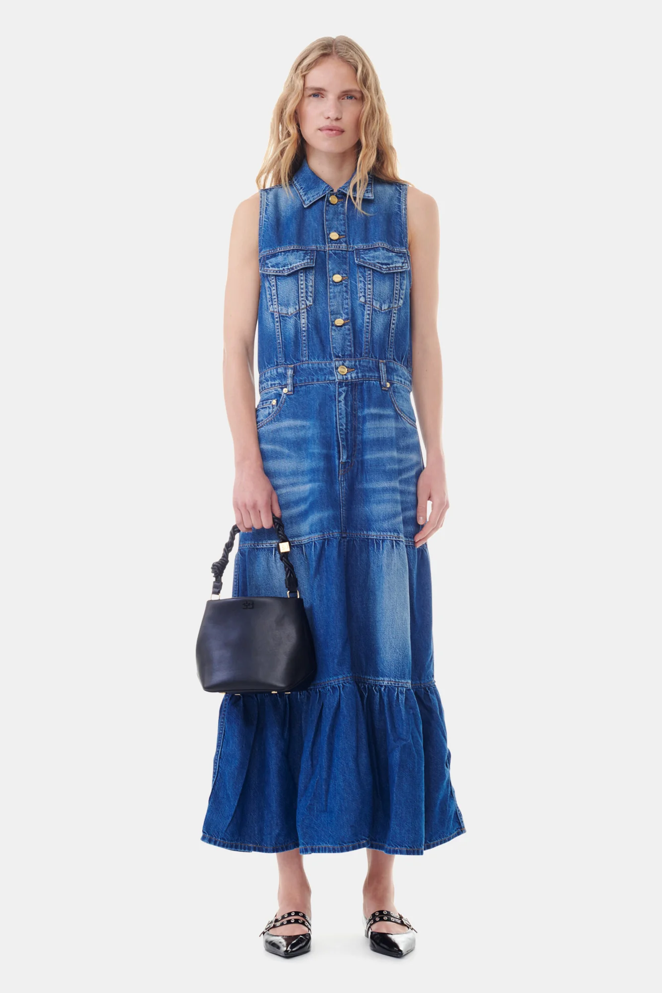 Denim Long Dress | Mid Blue Vintage - Image 3