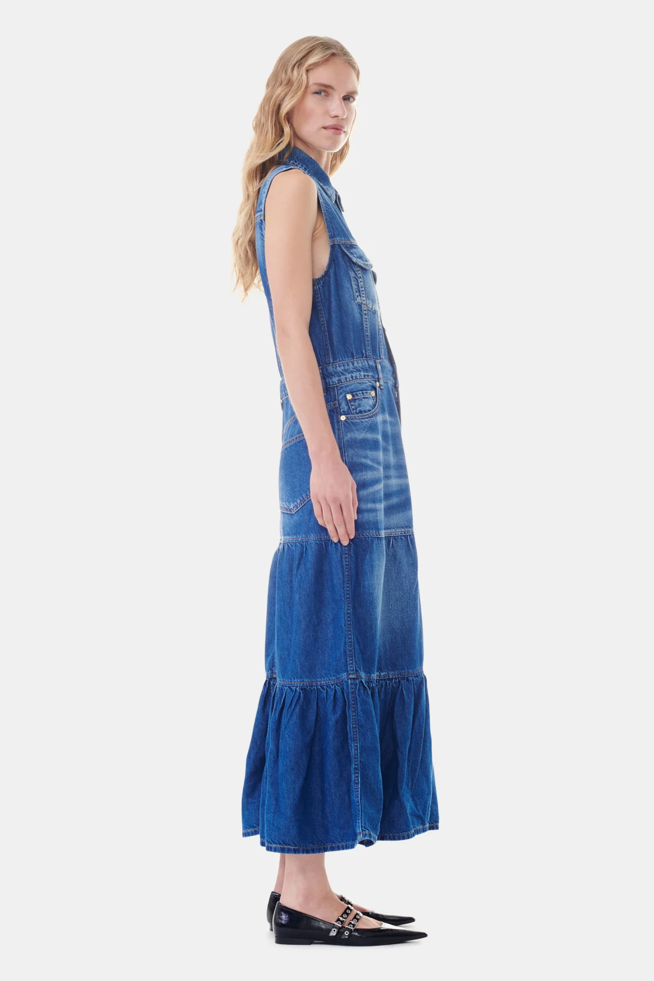Denim Long Dress | Mid Blue Vintage - Image 5