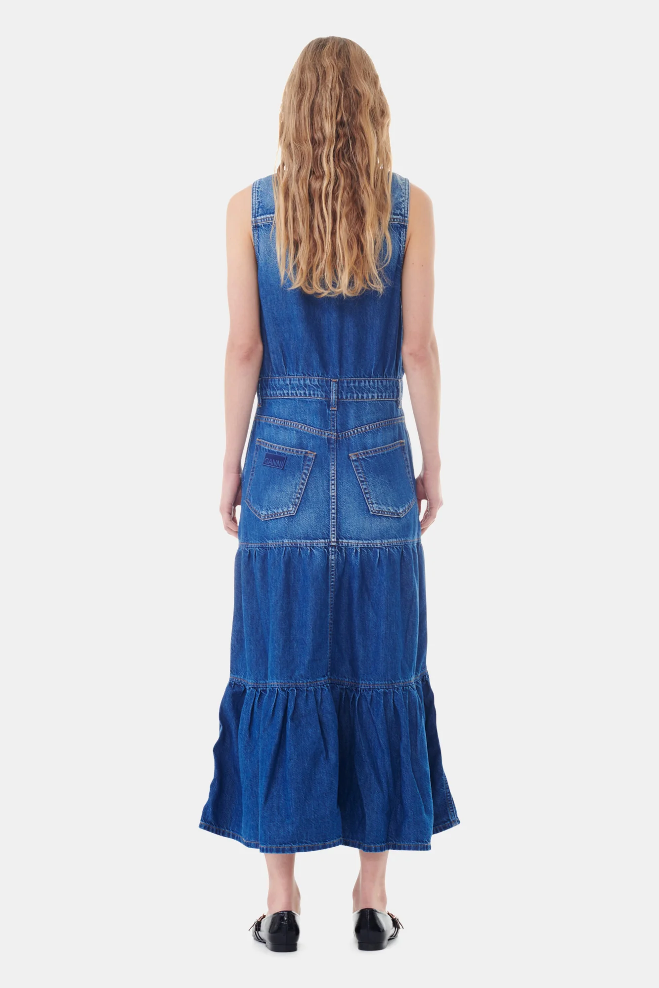 Denim Long Dress | Mid Blue Vintage - Image 6