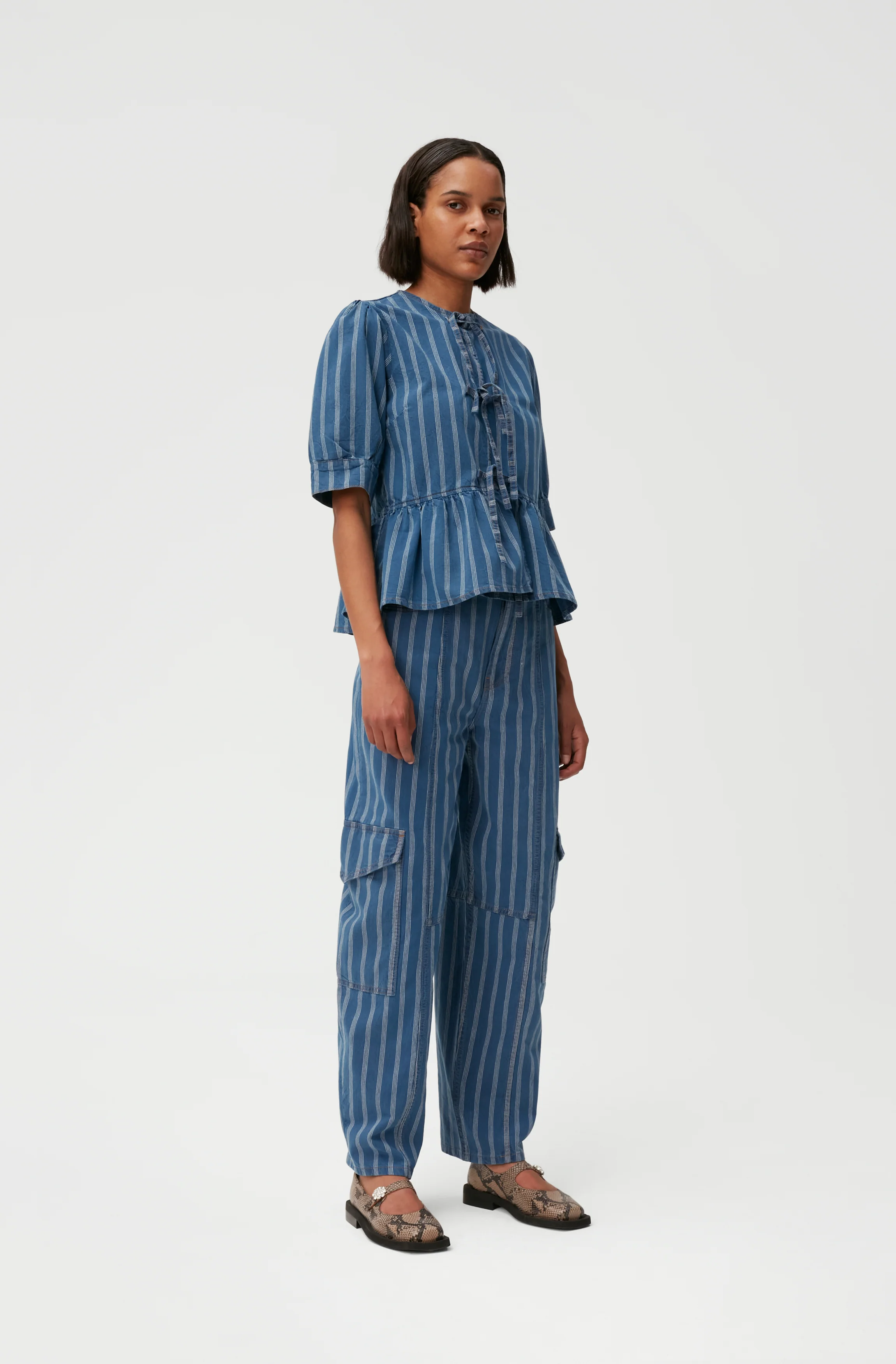 Denim Peplum Blouse | Tint Wash - Image 3