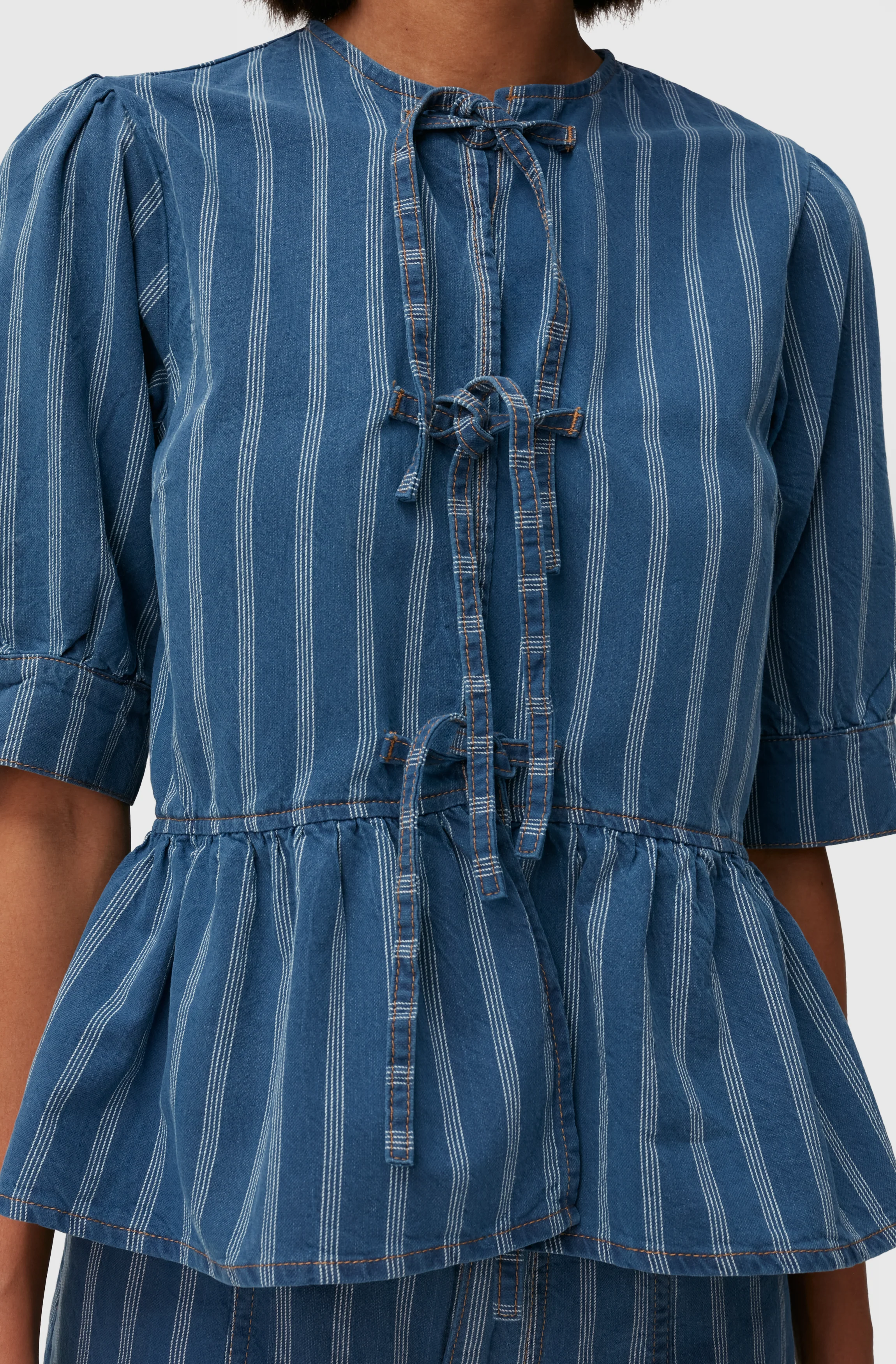 Denim Peplum Blouse | Tint Wash - Image 5