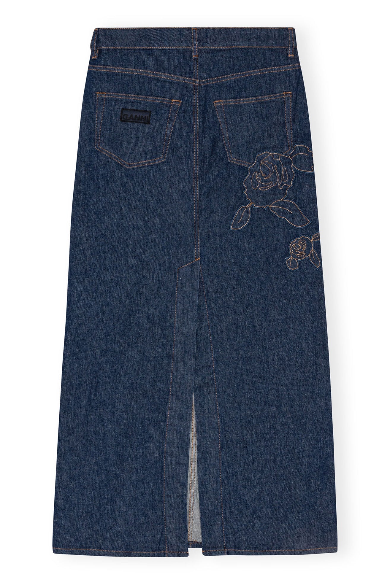 Denim Rose Maxi Skirt | Rinse