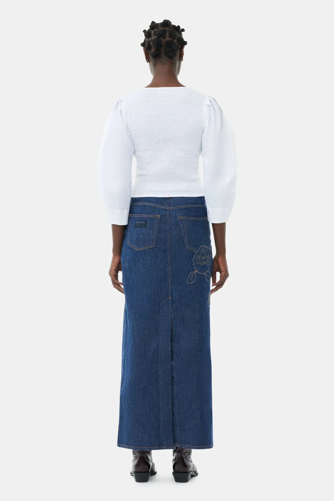 Denim Rose Maxi Skirt | Rinse - Image 4