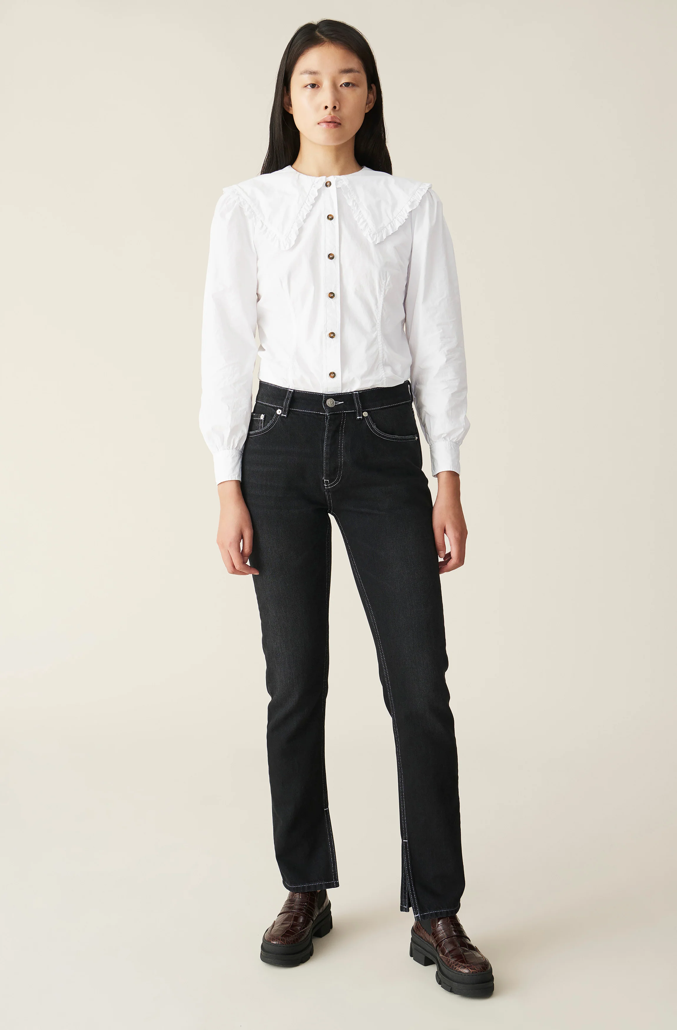 Denim Slit Jeans | Black Washed - Image 2