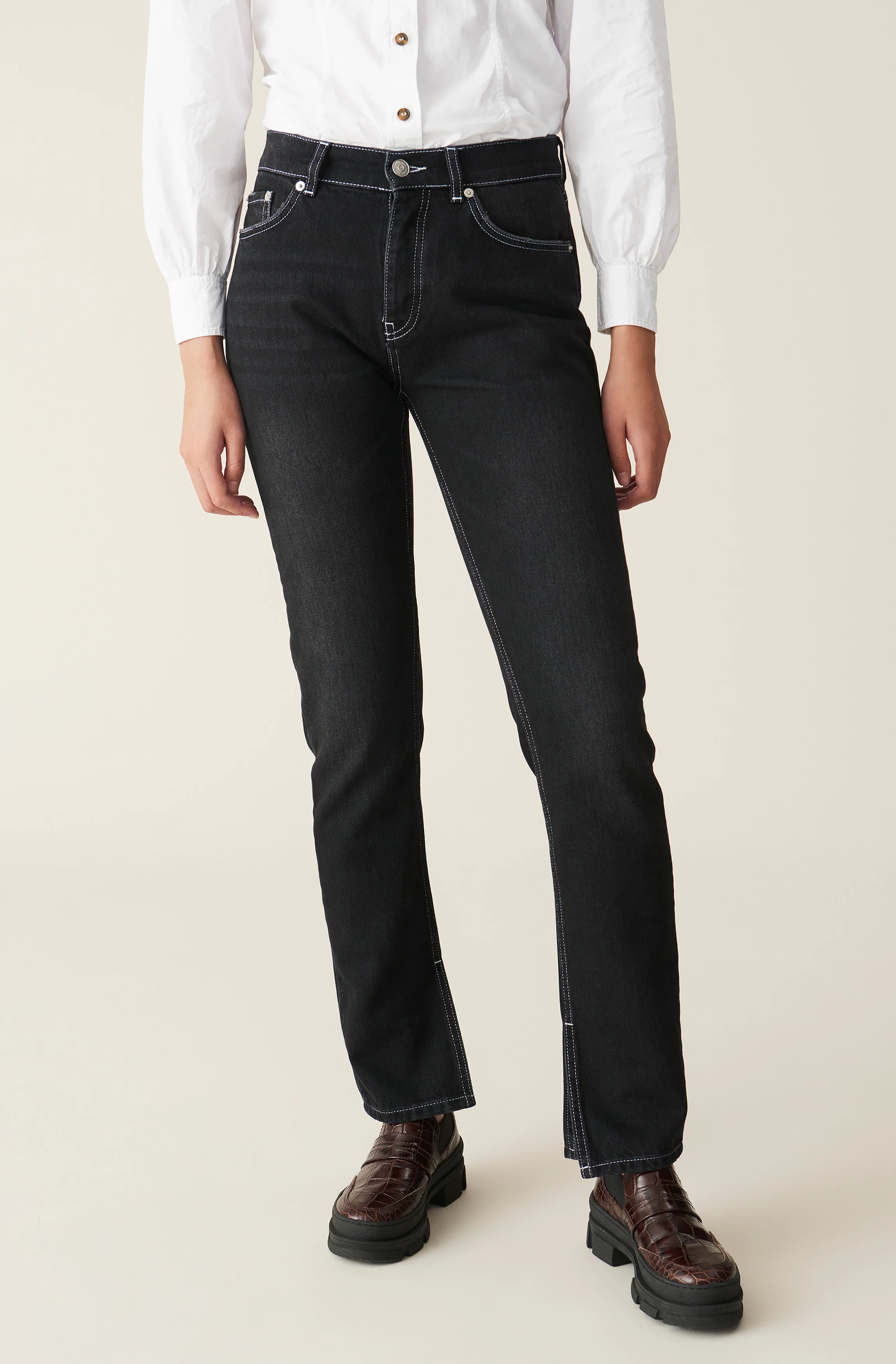 Denim Slit Jeans | Black Washed - Image 3
