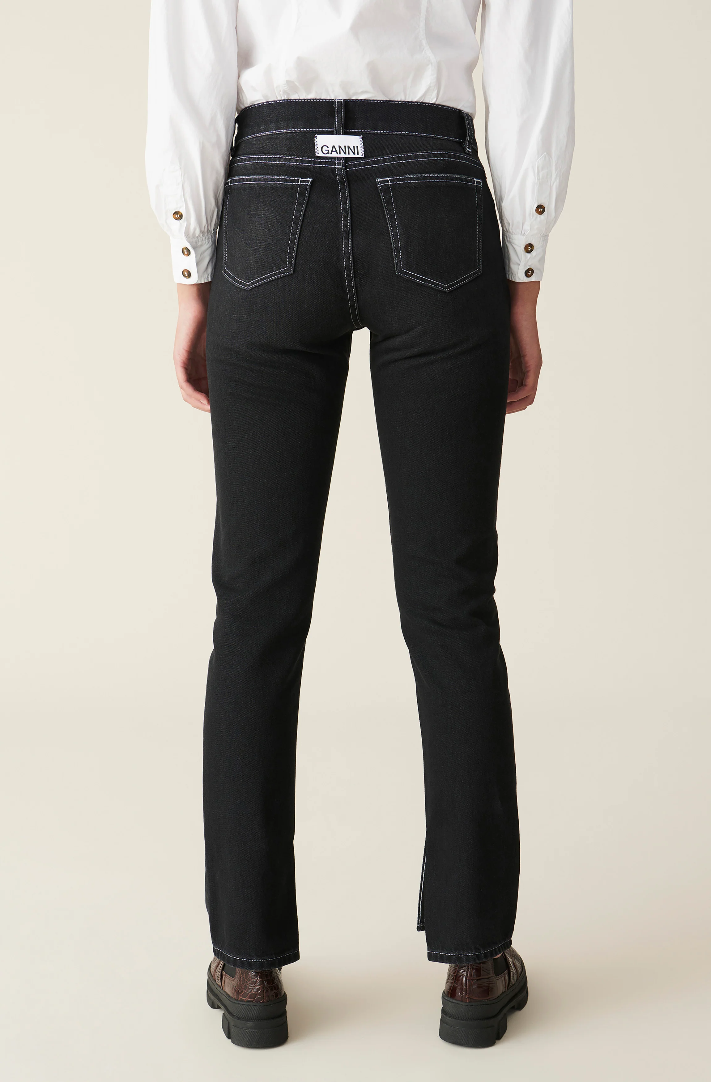 Denim Slit Jeans | Black Washed - Image 4