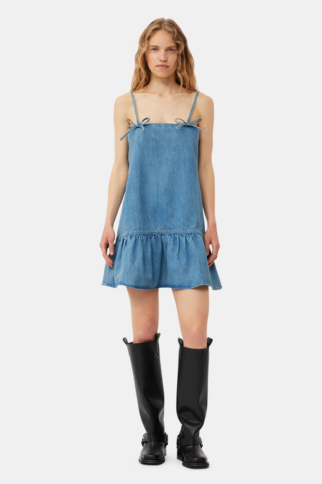 Denim Strap Mini Dress | Tint Wash - Image 9