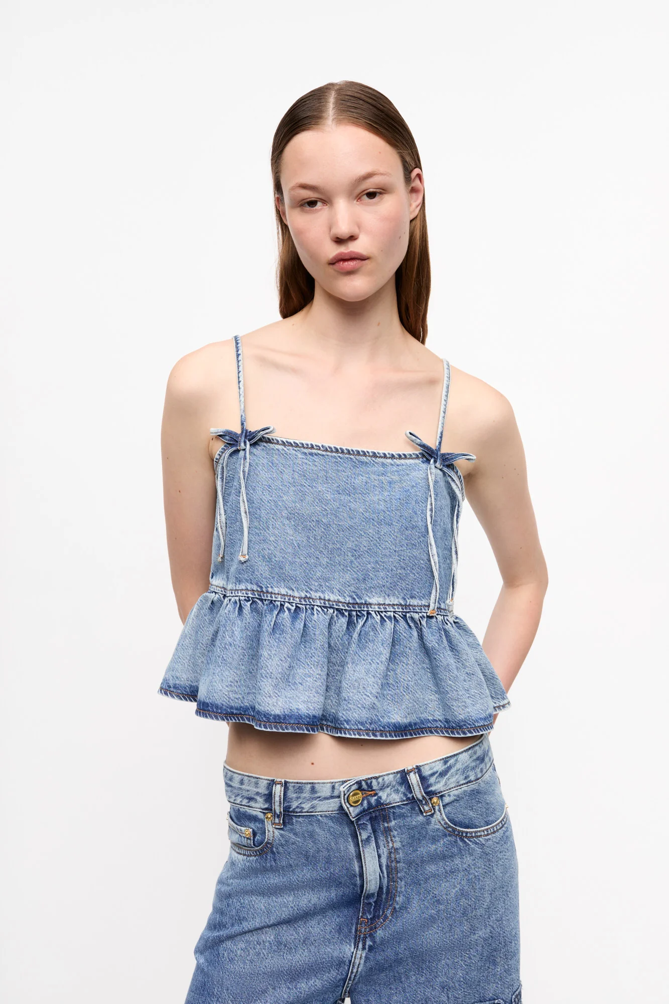 Denim Strap Top | Mid Blue Stone - Image 3