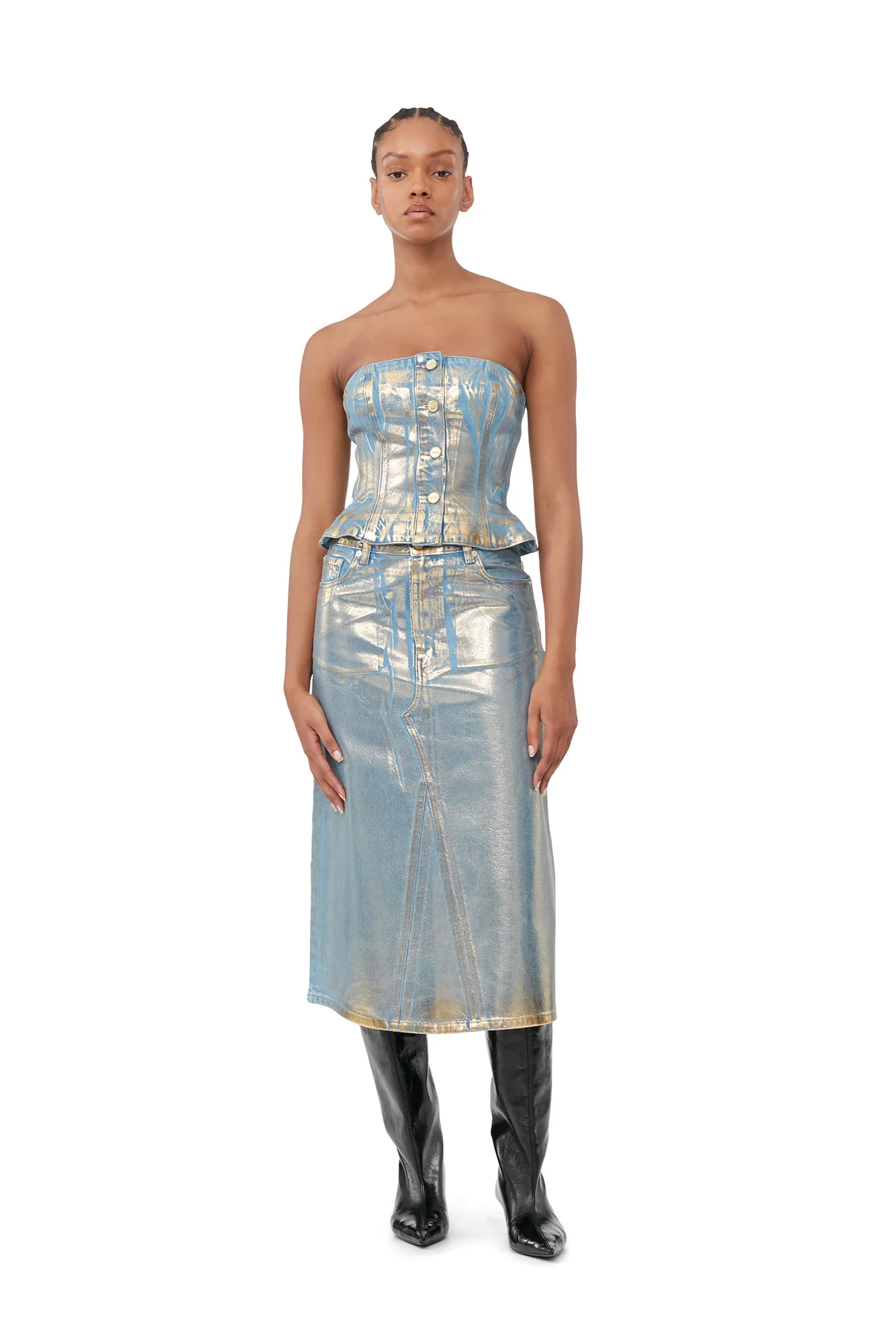 Denim Top | Gold - Image 3