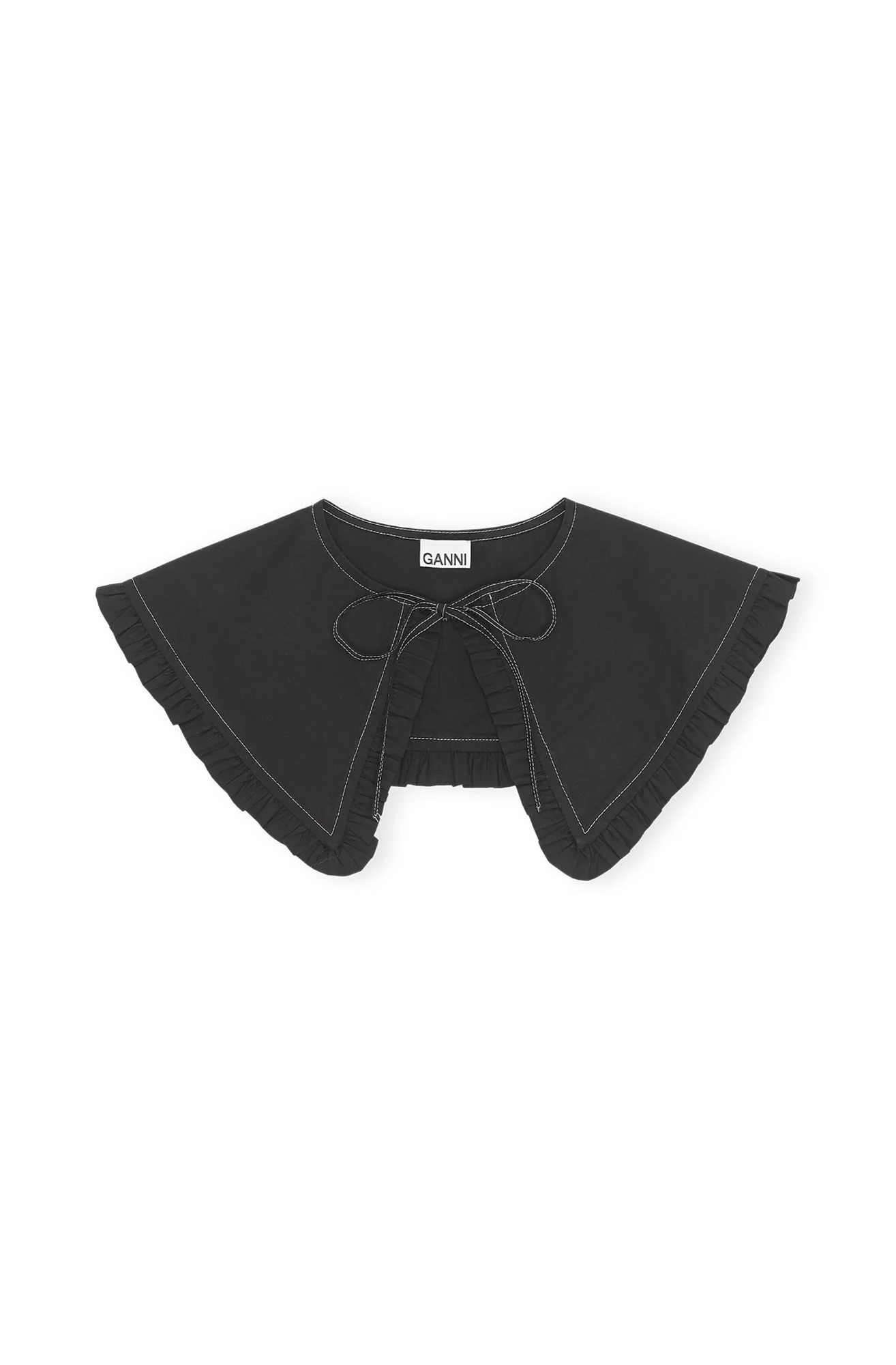 Detached Cotton Poplin Frill Collar | Black