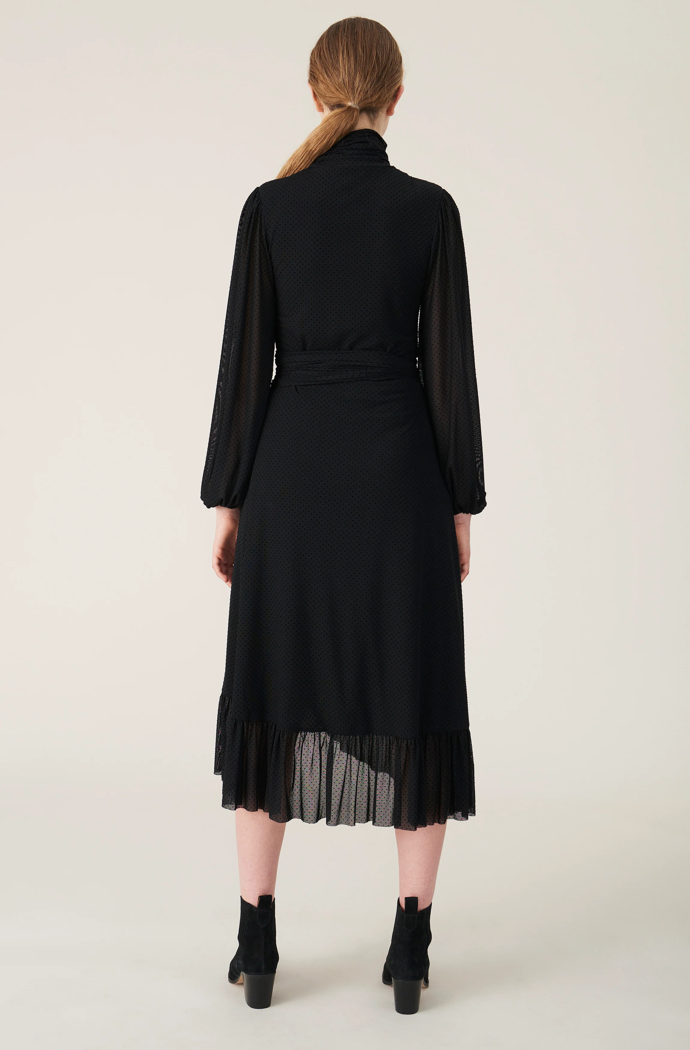 Dot Mesh Rollneck Top | Black - Image 4