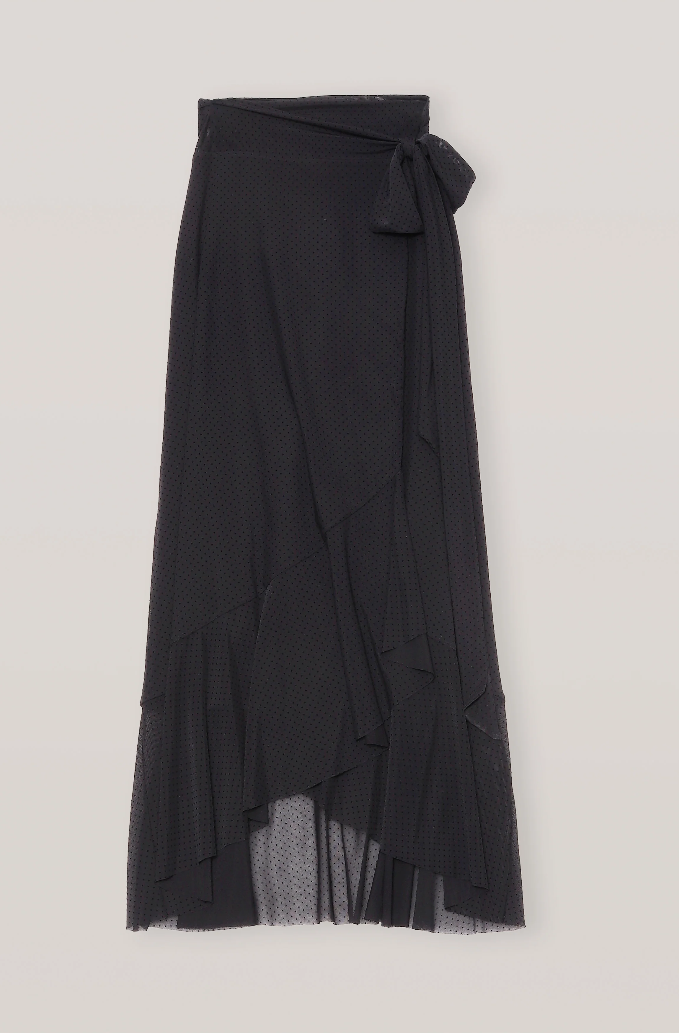 Dotted Mesh Wrap Skirt | Black