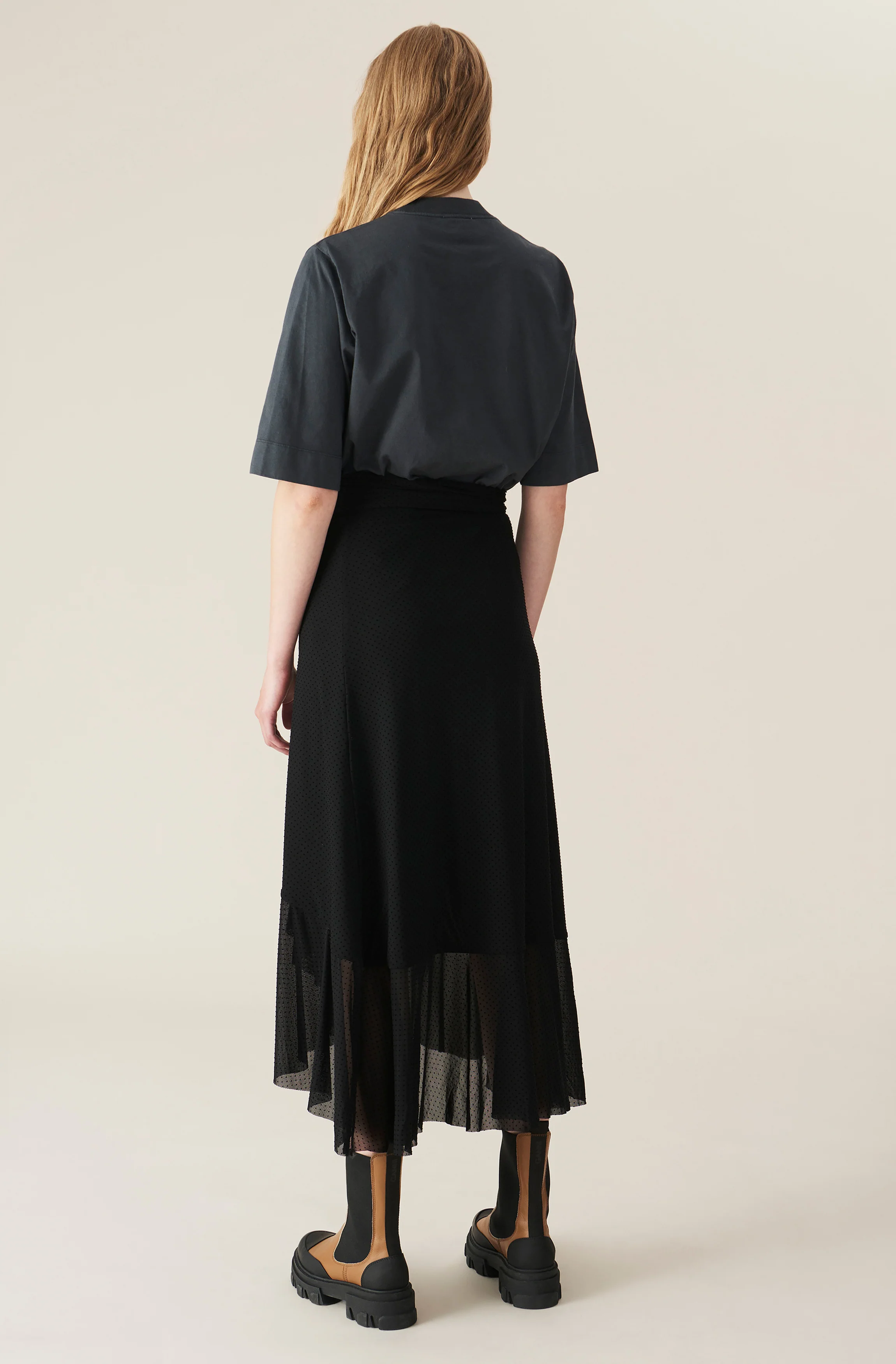 Dotted Mesh Wrap Skirt | Black - Image 3