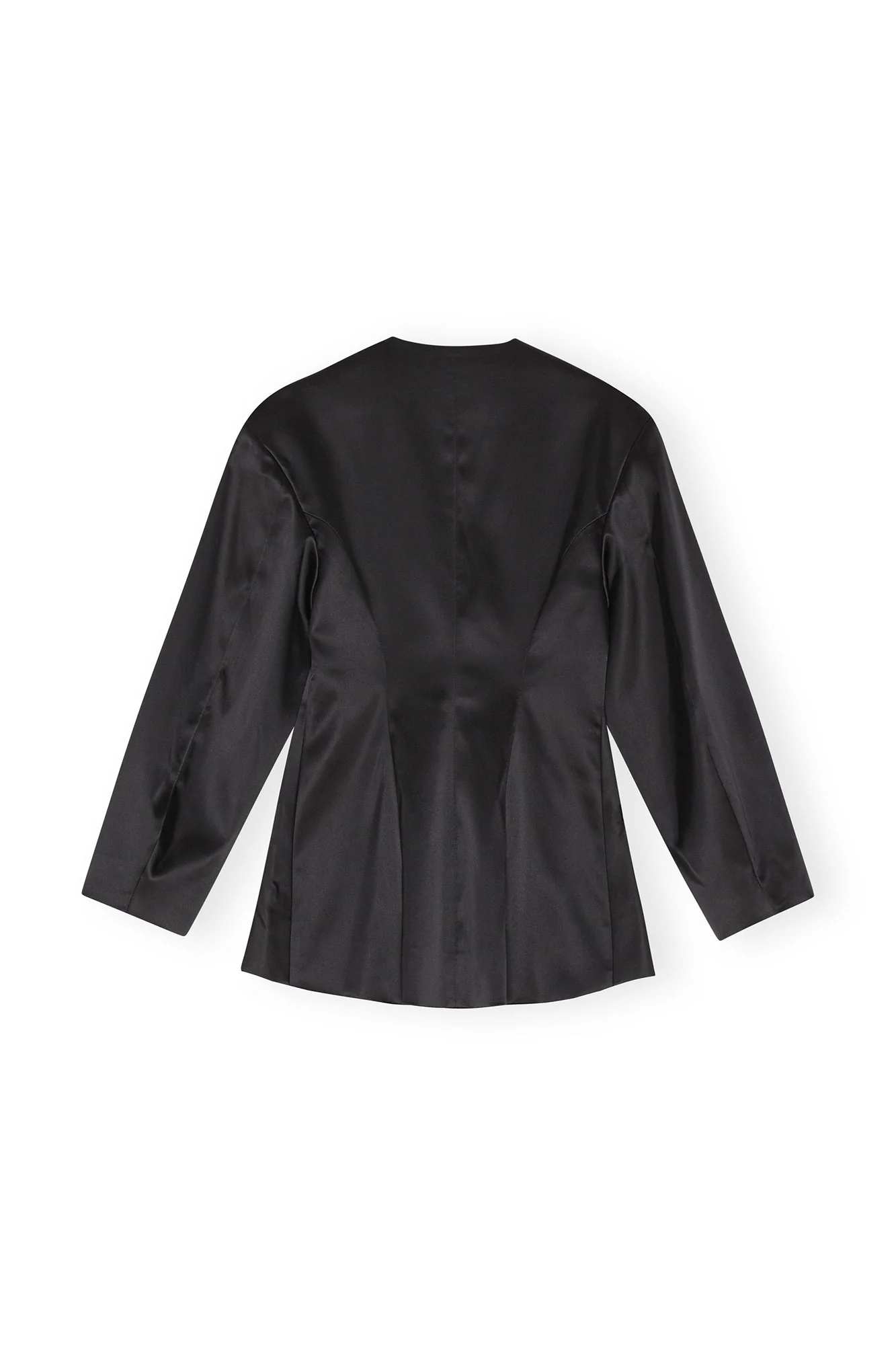 Double Satin Fitted Blazer | Black - Image 2