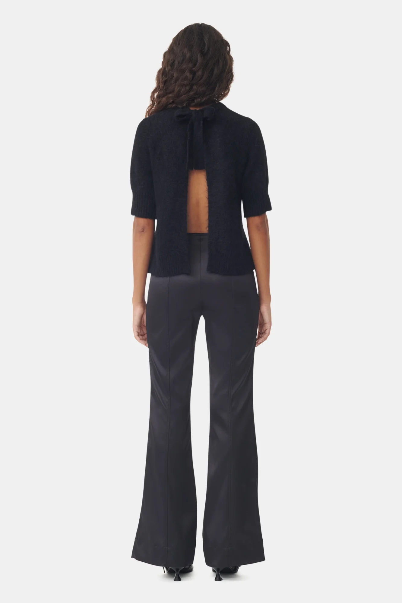 Double Satin Flared Pants | Black - Image 5