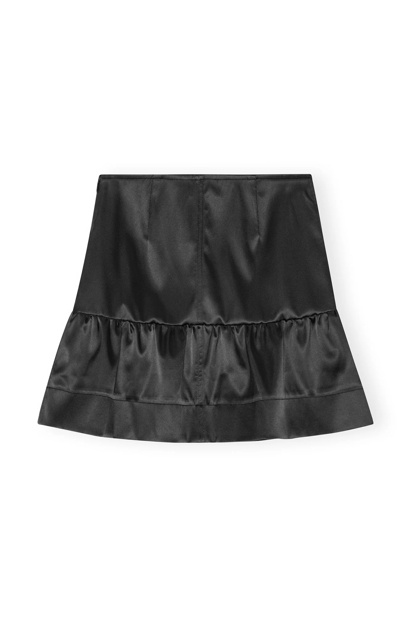 Double Satin Flounce Mini Skirt | Black - Image 2