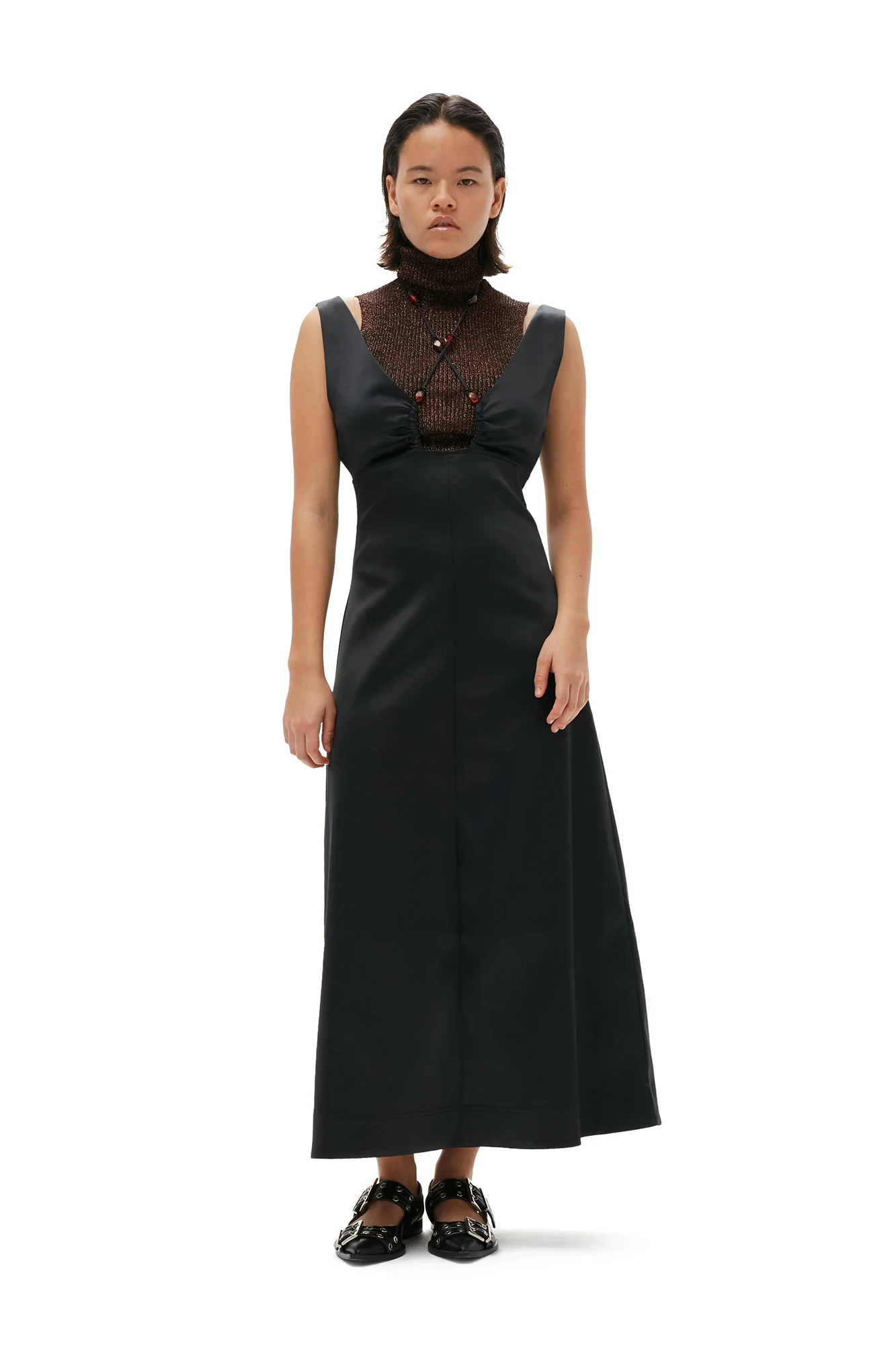 Double Satin Halter-Neck Dress | Black - Image 10
