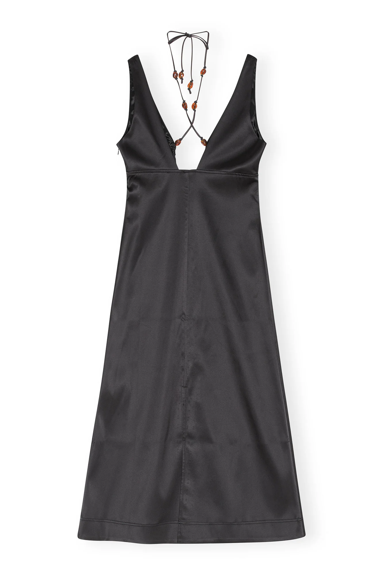 Double Satin Halter-Neck Dress | Black - Image 3